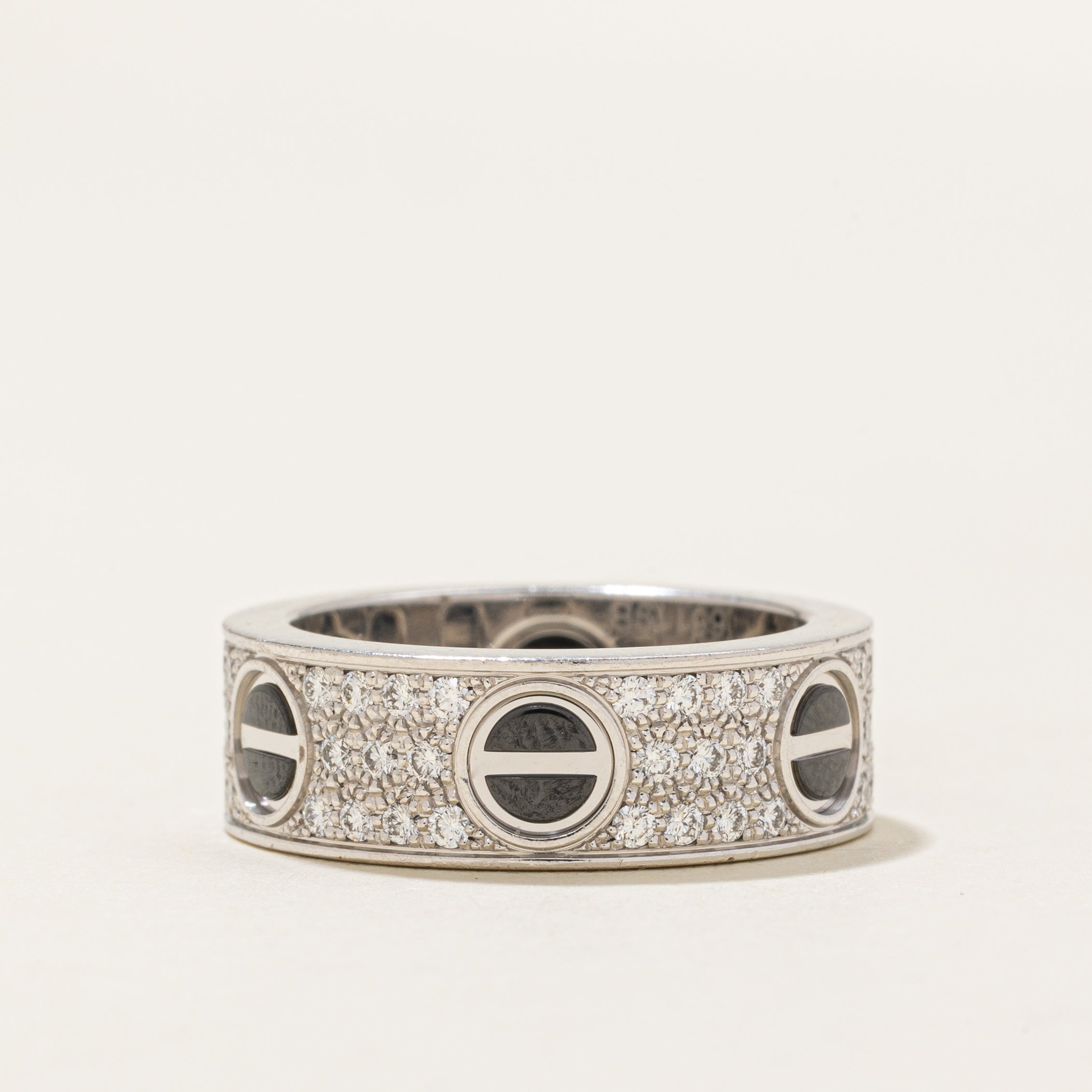'Cartier' Love Ring, Classic Model, Paved, Ceramic | 0.74ctw | 6.5mm | SZ 5.25 |