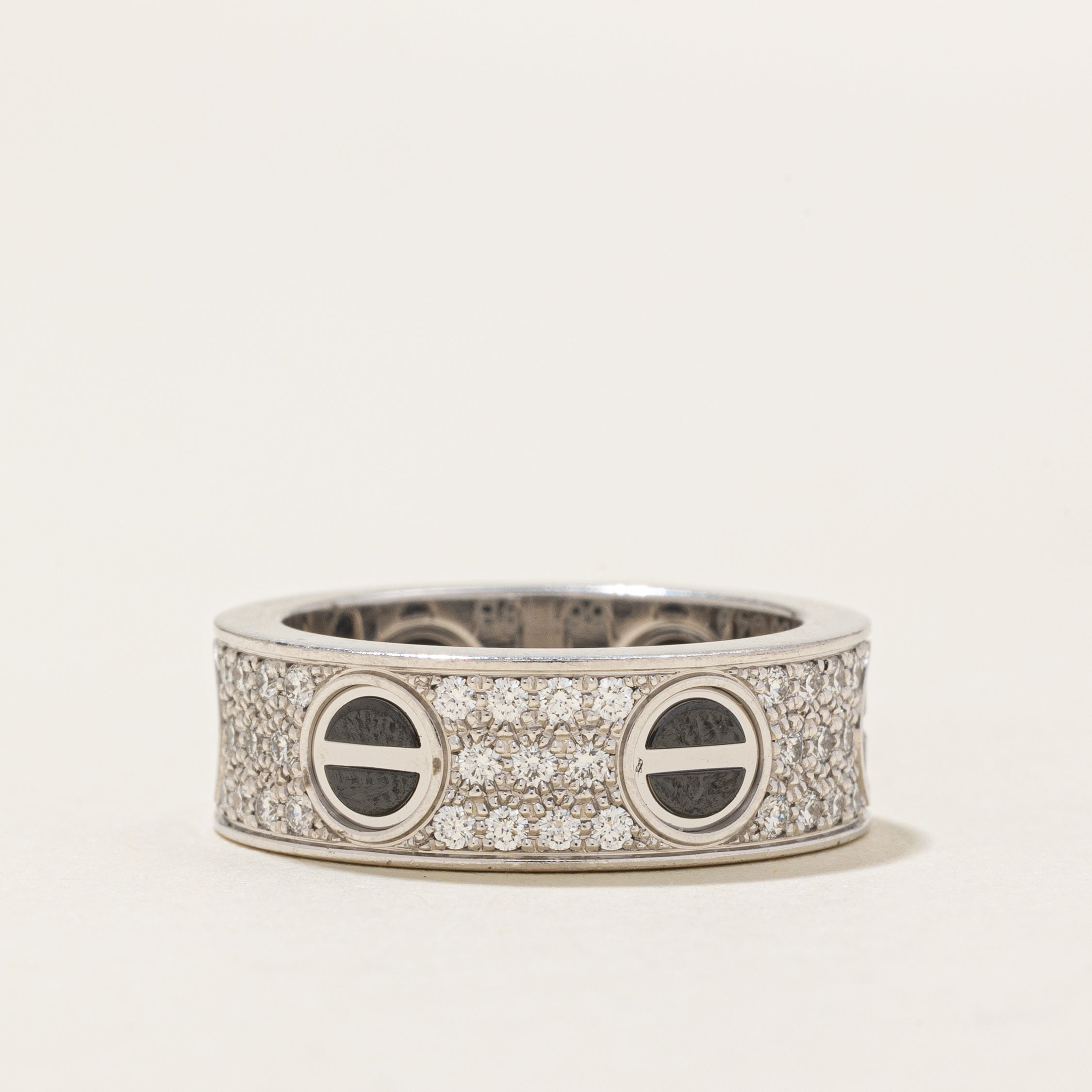 'Cartier' Love Ring, Classic Model, Paved, Ceramic | 0.74ctw | 6.5mm | SZ 5.25 |