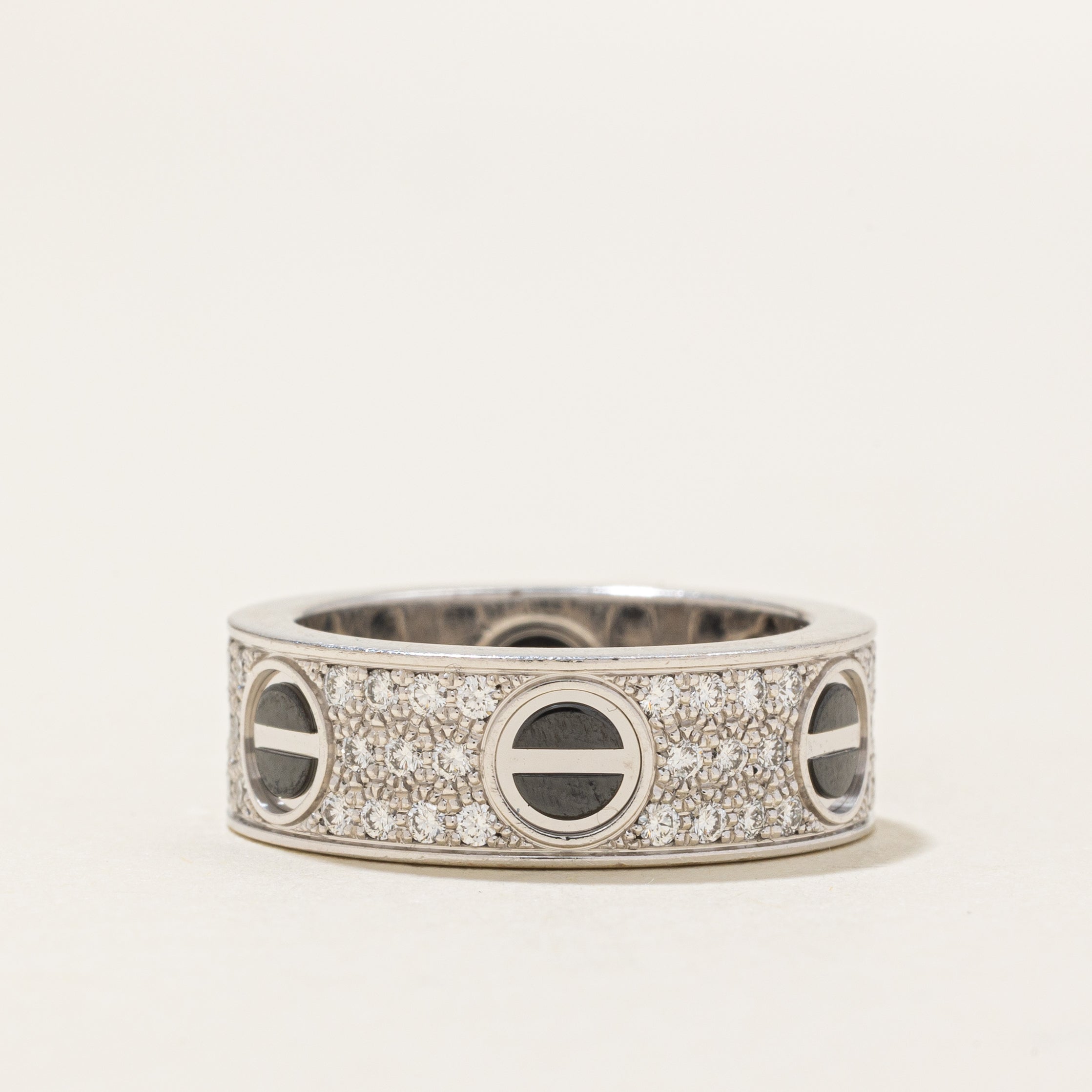 'Cartier' Love Ring, Classic Model, Paved, Ceramic | 0.74ctw | 6.5mm | SZ 5.25 |
