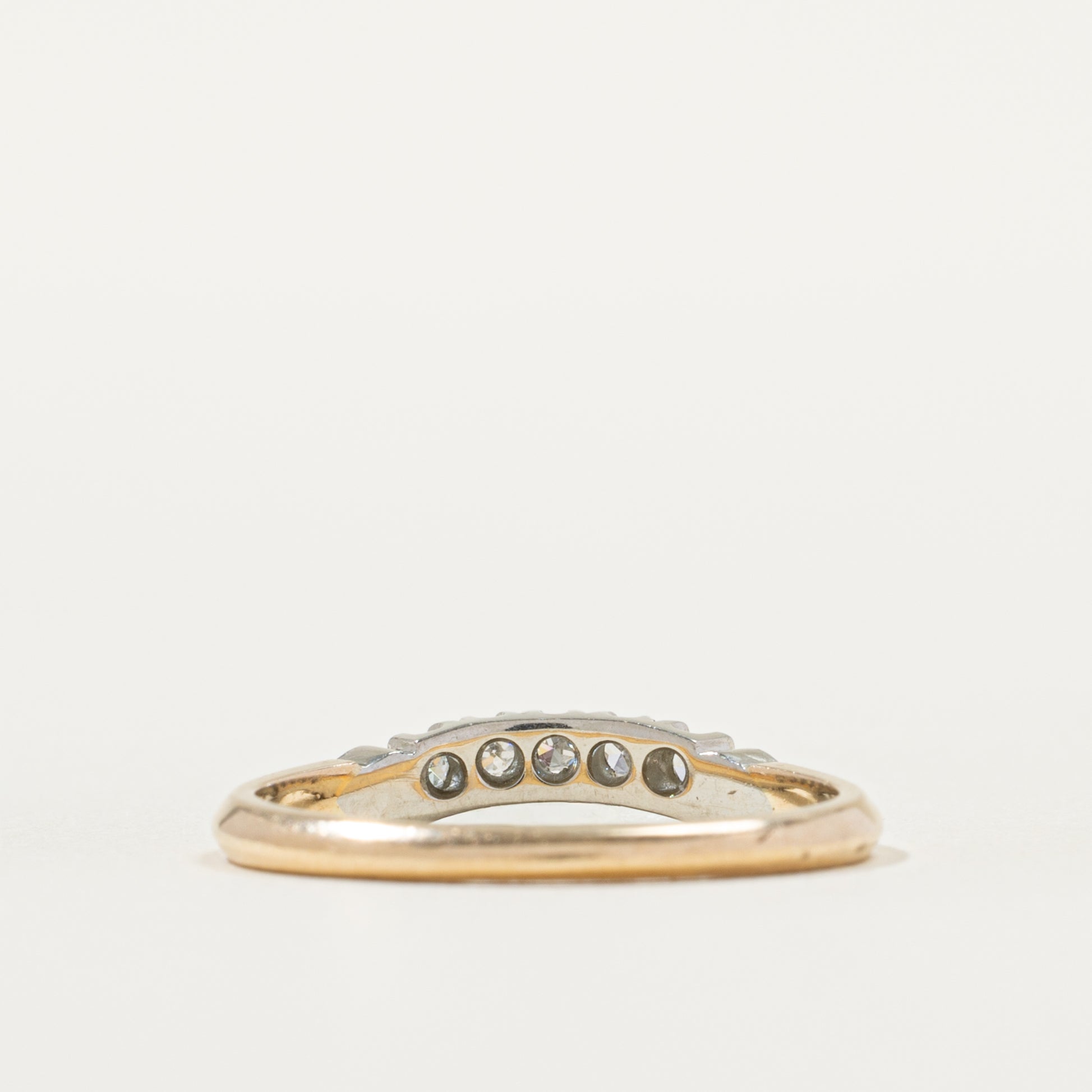 Two Tone Gold Five Stone Diamond Contour Ring | SZ 5.5 |