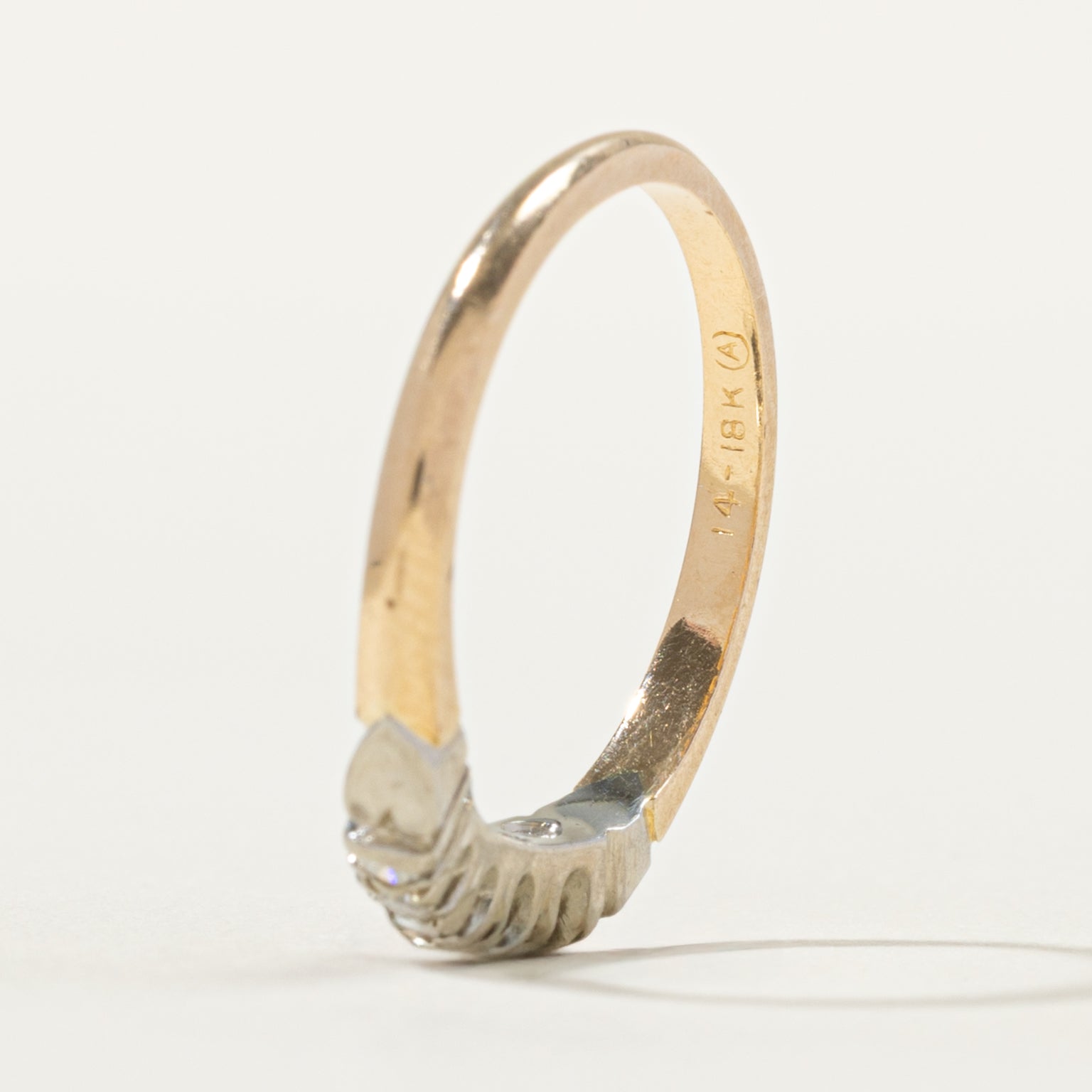 Two Tone Gold Five Stone Diamond Contour Ring | SZ 5.5 |