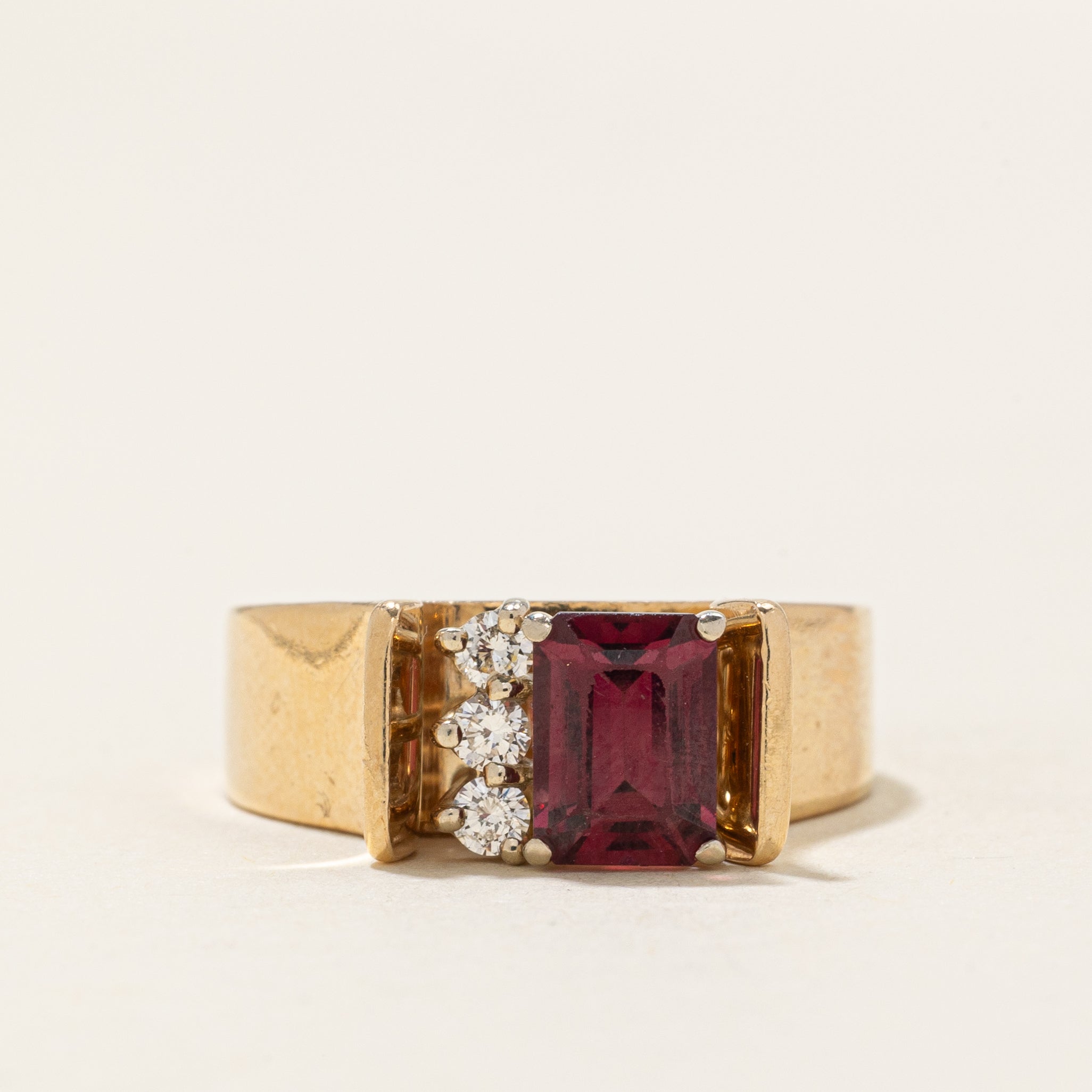 High Set Garnet & Diamond Accented Ring | 1.24ct, 0.18ctw | SZ 6.0 |