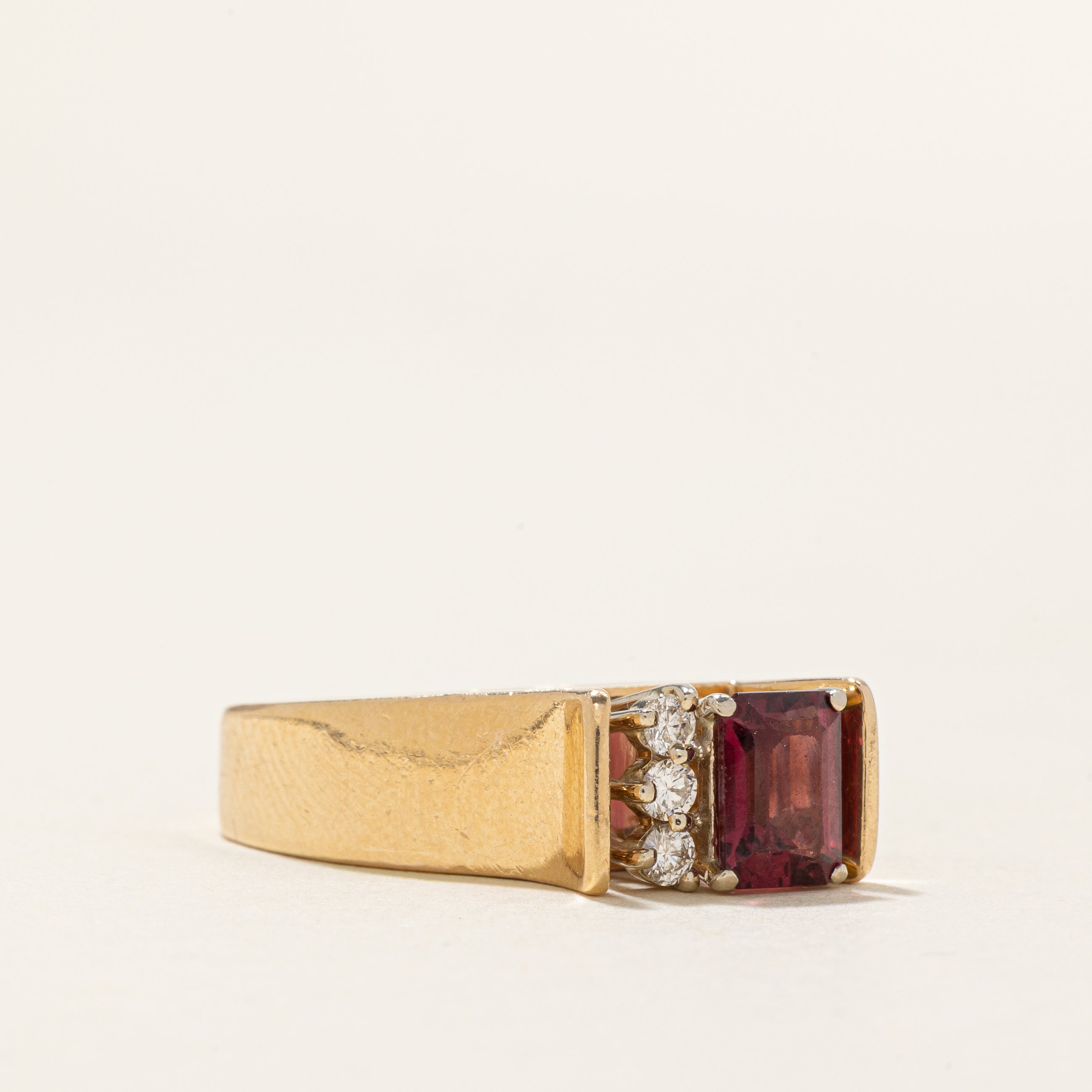 High Set Garnet & Diamond Accented Ring | 1.24ct, 0.18ctw | SZ 6.0 |