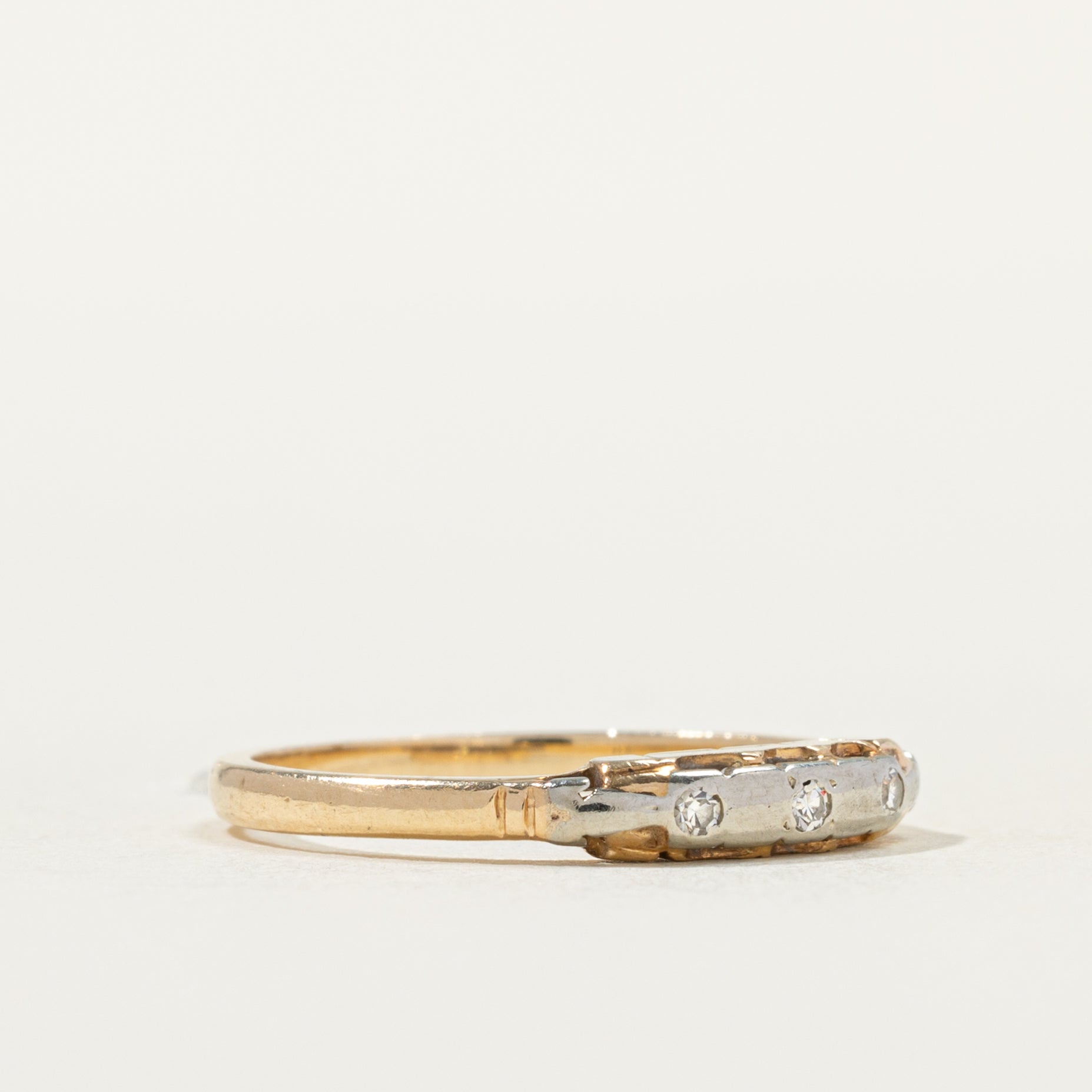 Two Tone Flush Set Diamond Band | SZ 5.25 |
