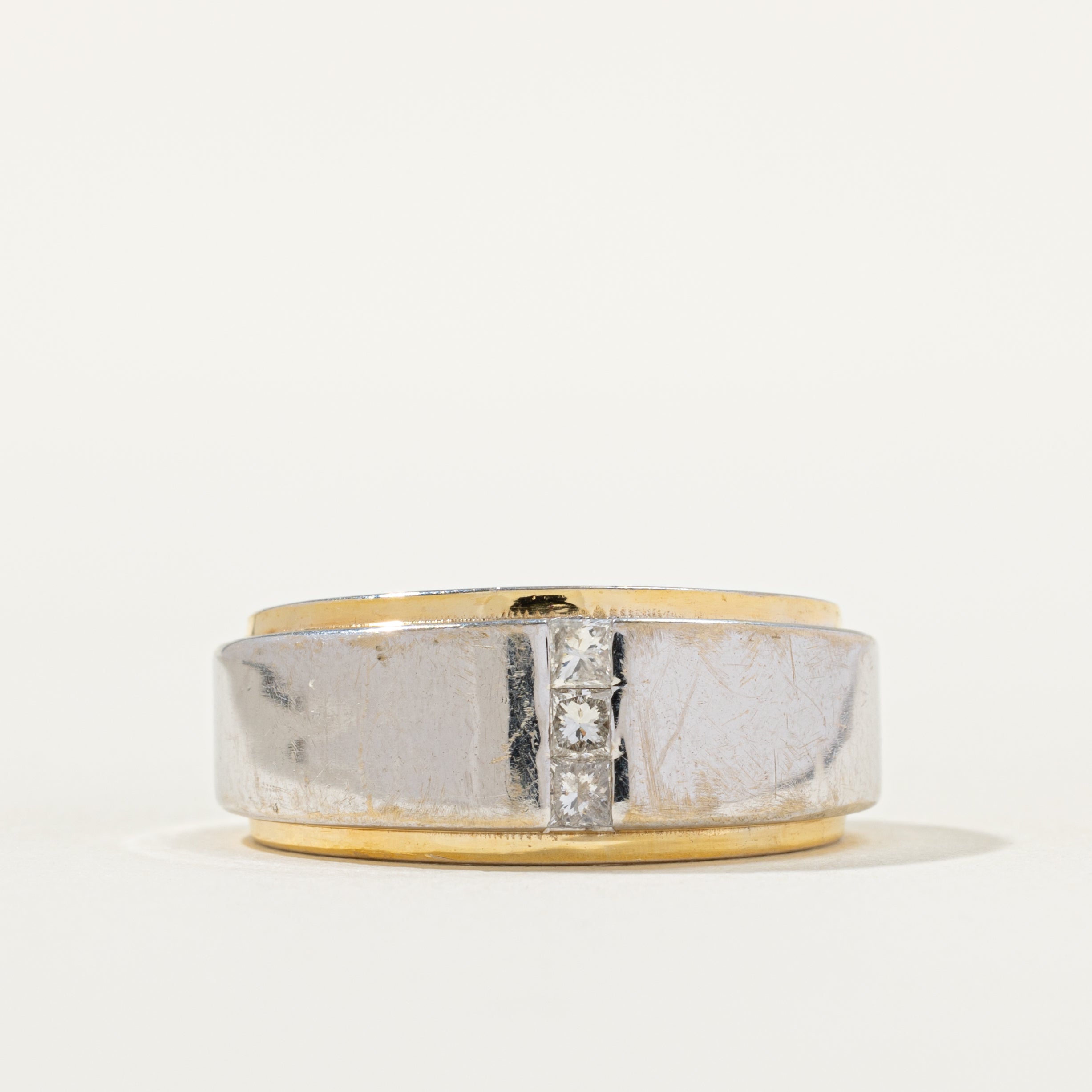 Two Tone Diamond Column Band | 0.06ctw | SZ 10.0 |