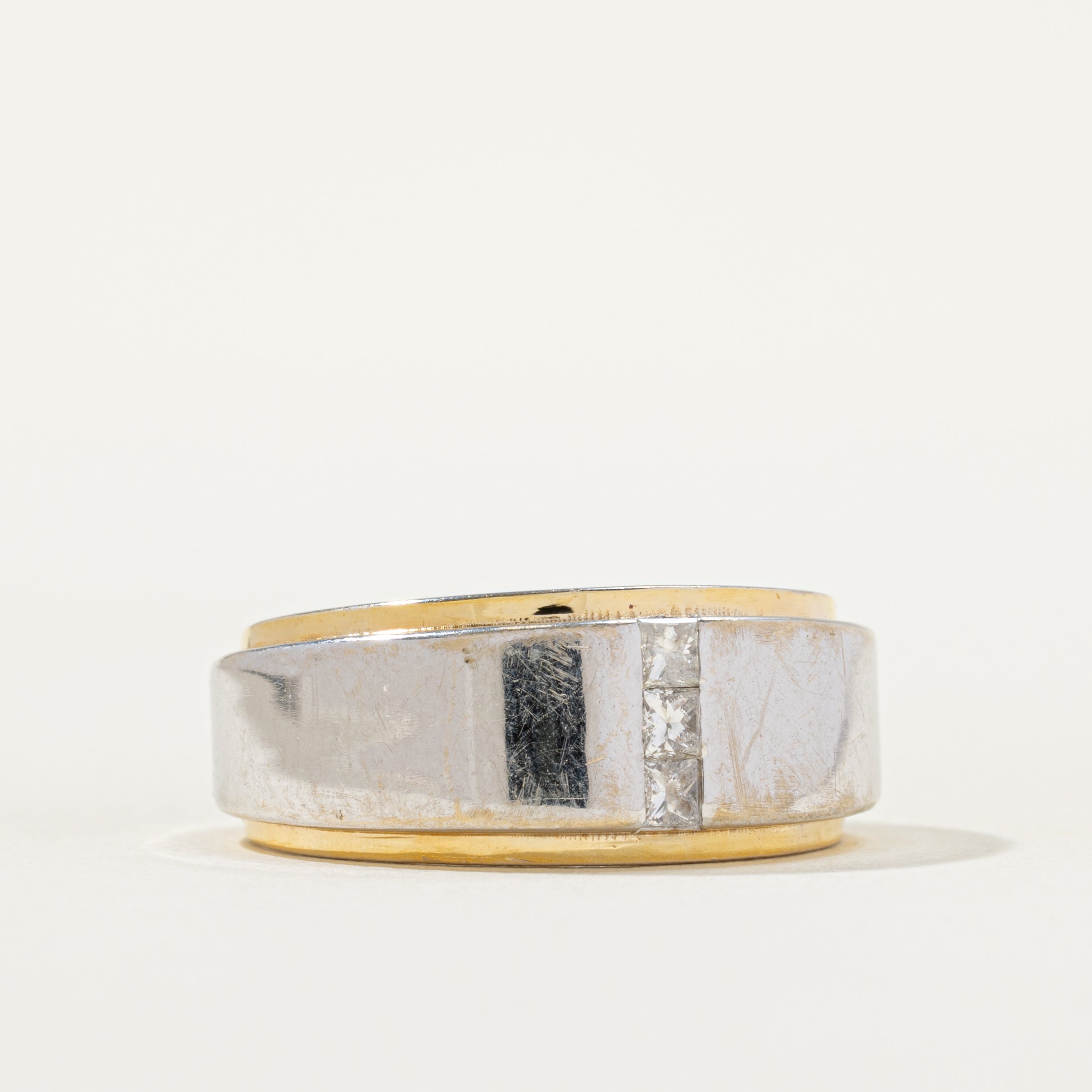 Two Tone Diamond Column Band | 0.06ctw | SZ 10.0 |