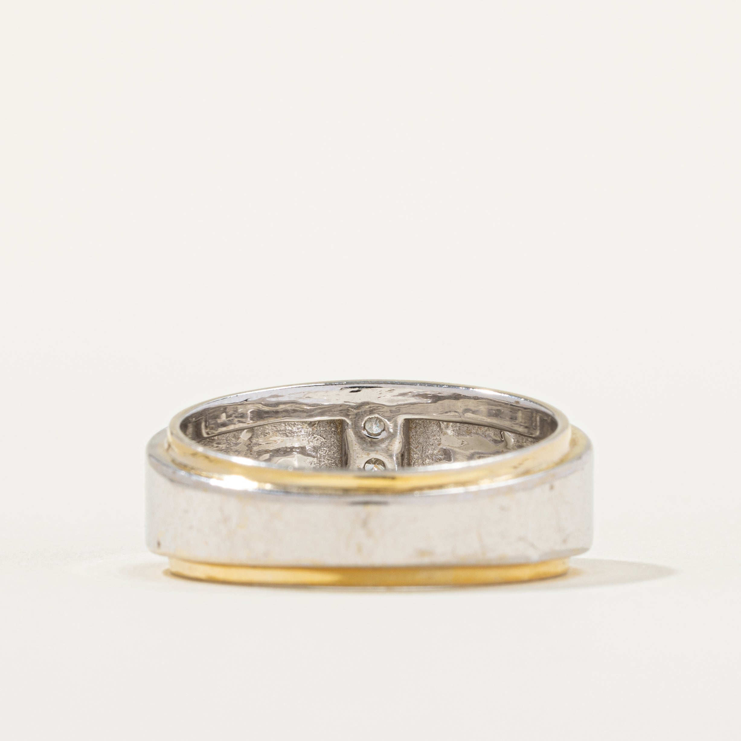 Bague colonne en diamant bicolore | 0,06 ct | Taille 10,0 |