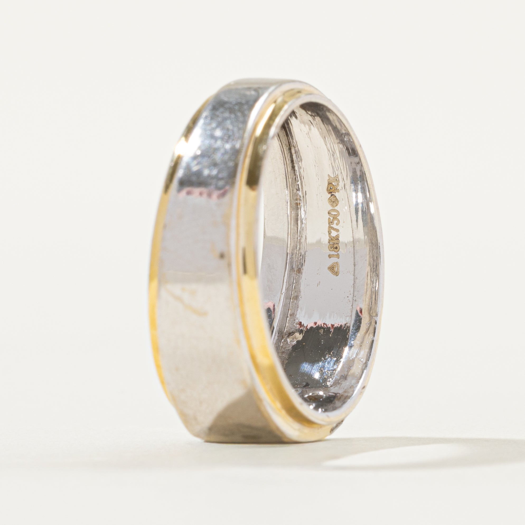 Bague colonne en diamant bicolore | 0,06 ct | Taille 10,0 |