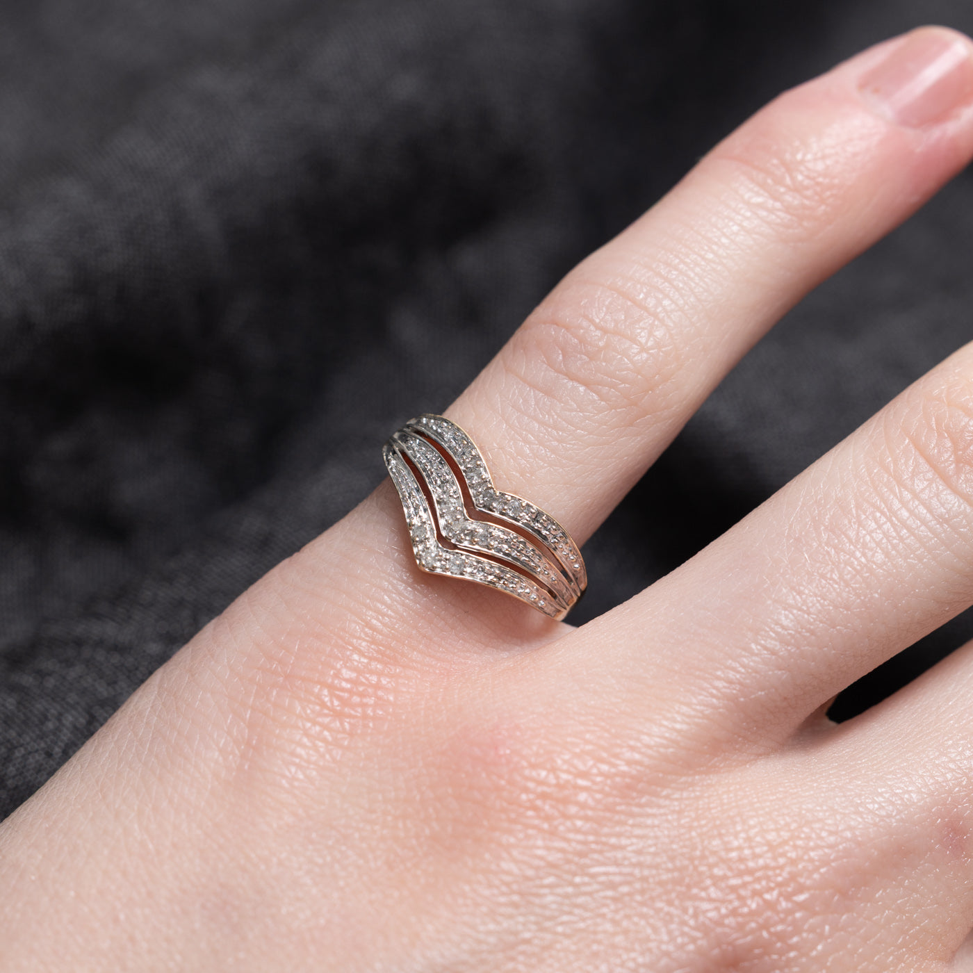 Multi Row Diamond Chevron Ring | SZ 4.0 |