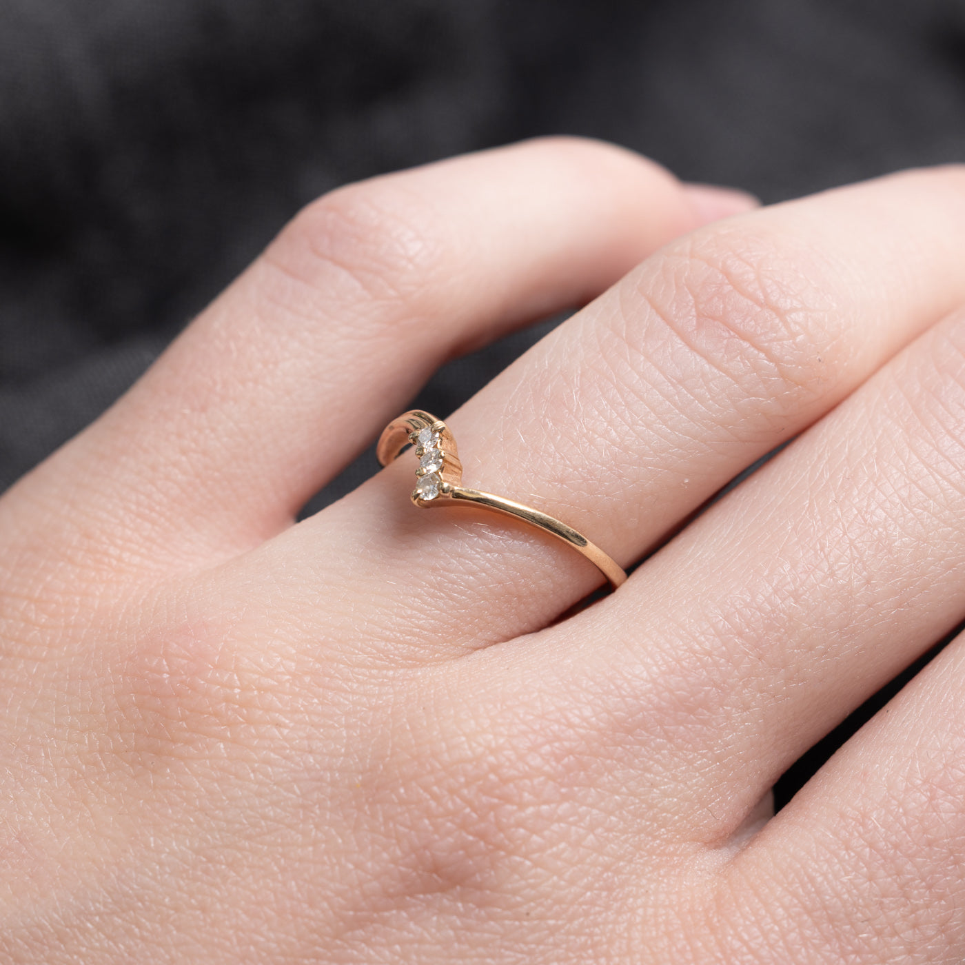 Three Stone Diamond Chevron Ring | SZ 6.0 |