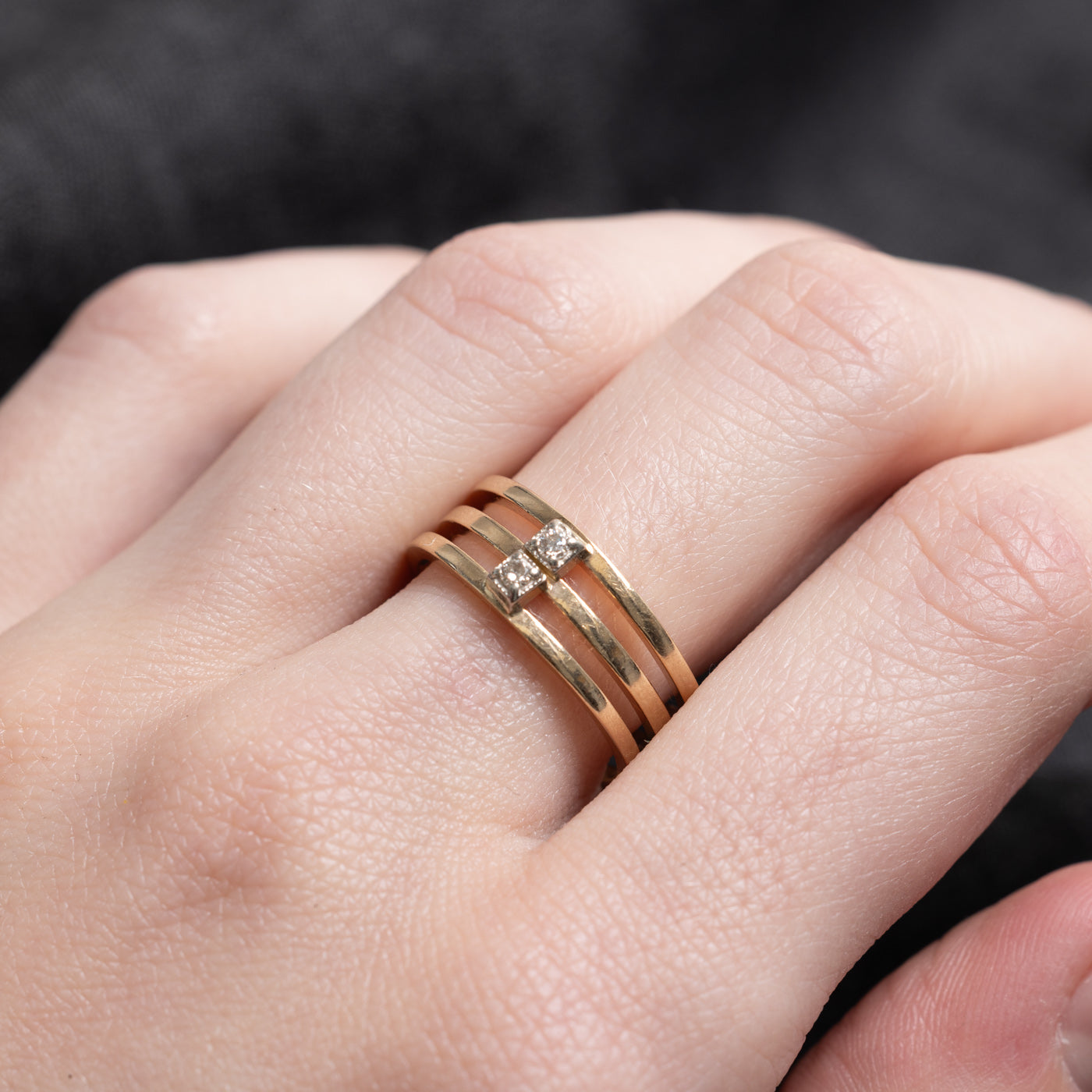 Diamond Column Open Layered Band | 7.15mm | SZ 7.5 |