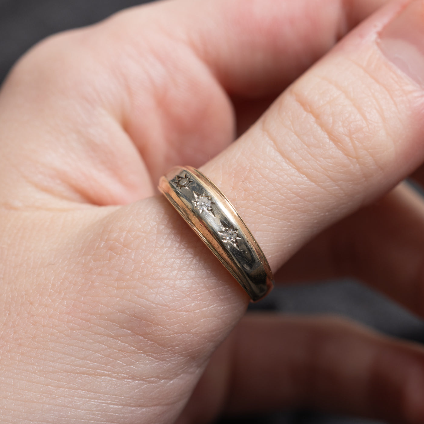 Three Stone Star Set Diamond Band | SZ 8.5 |