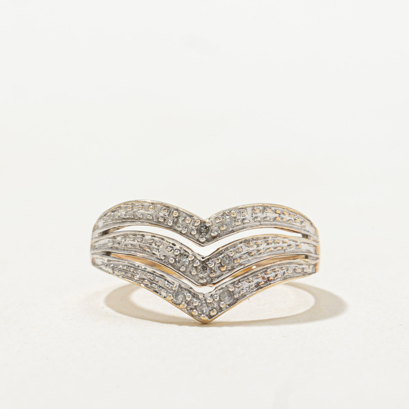 Multi Row Diamond Chevron Ring | SZ 4.0 |