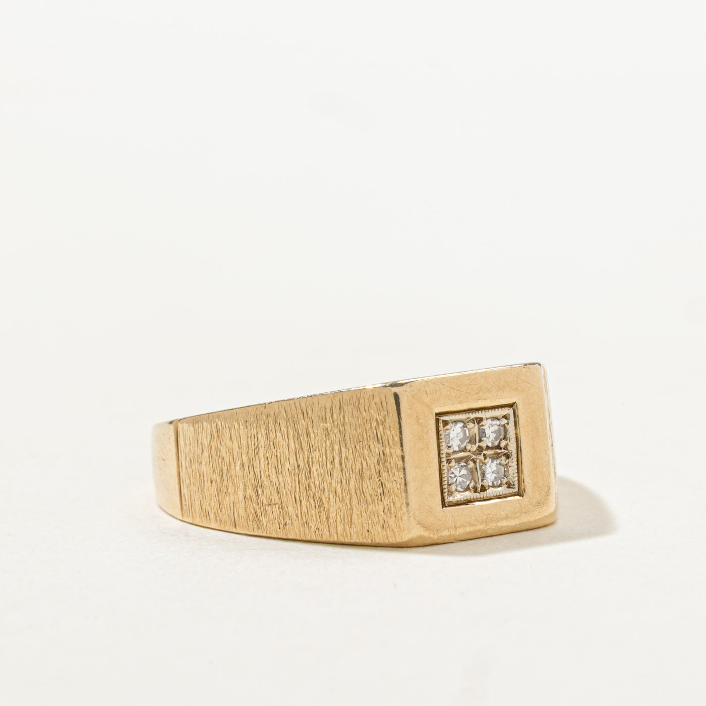 Diamond Grid Textured Signet Ring | SZ 9.5 |