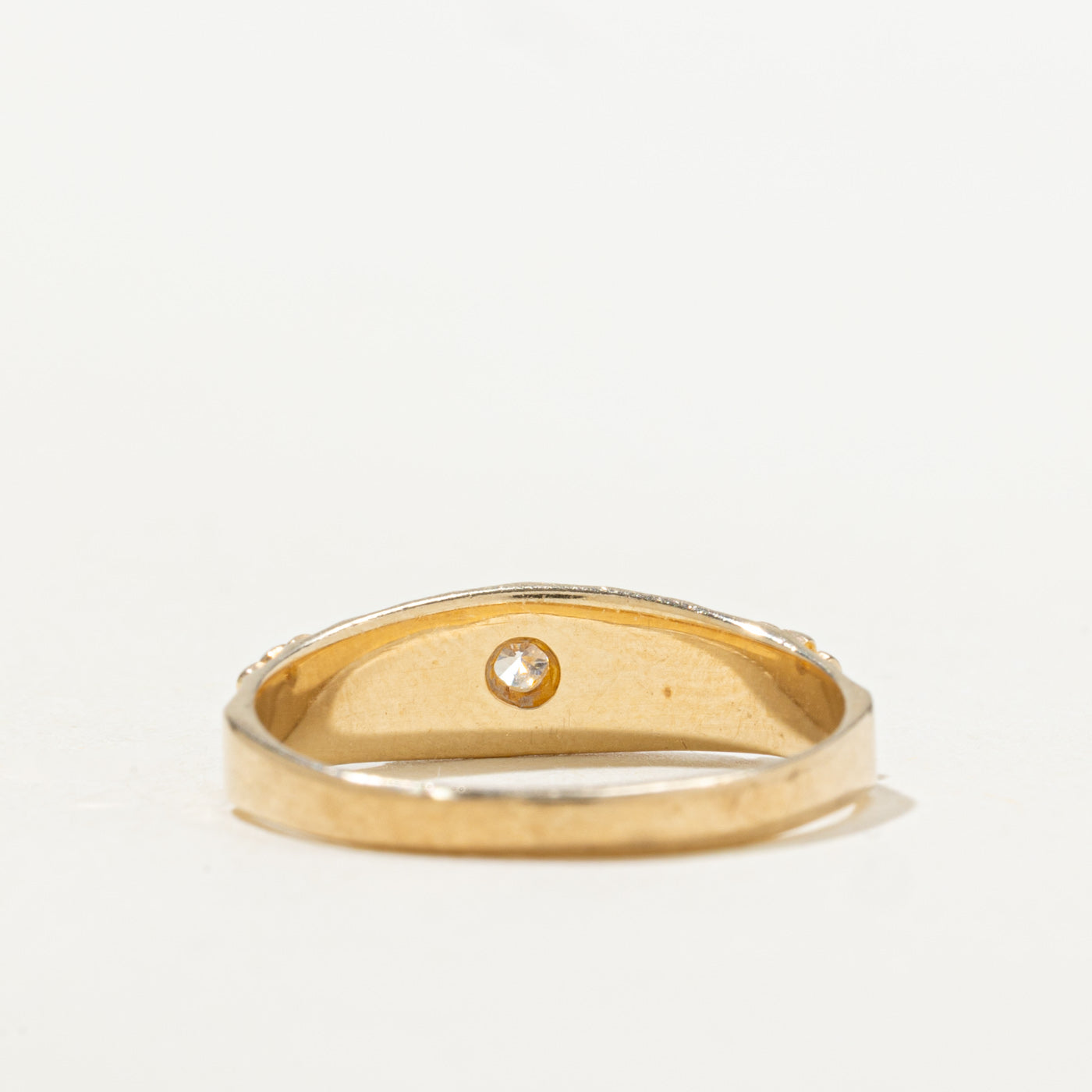 Two Tone Diamond Leaf Design Textured Ring | SZ 5.75 |