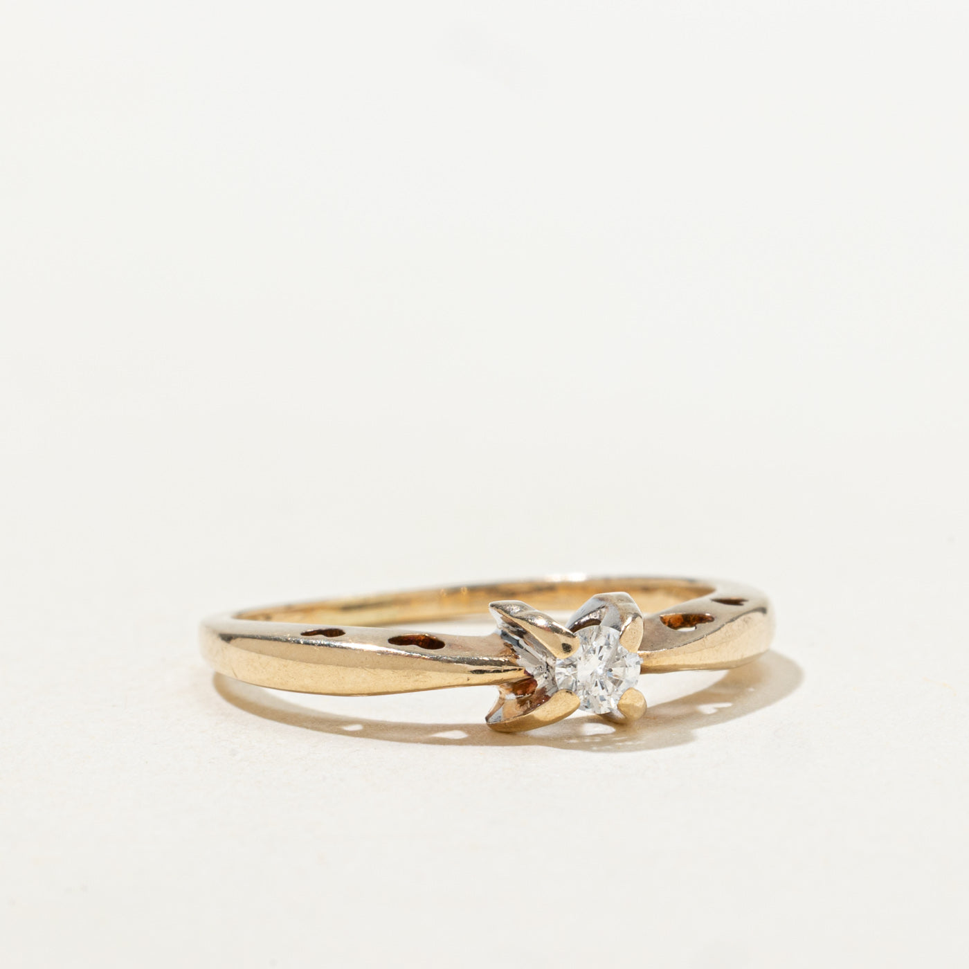 Bague solitaire en forme de cœur avec diamant | Taille 5,75 |