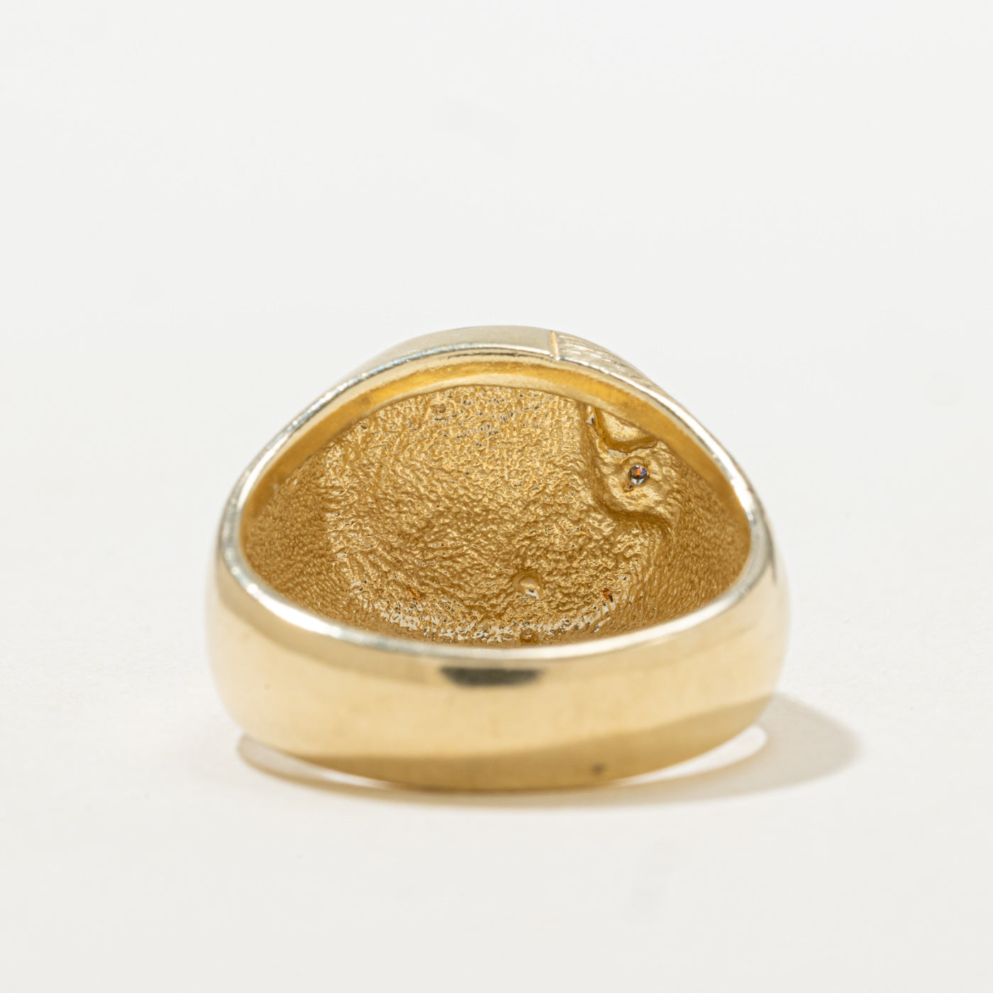 Corner Diamond Textured Signet Ring | SZ 9.25 |