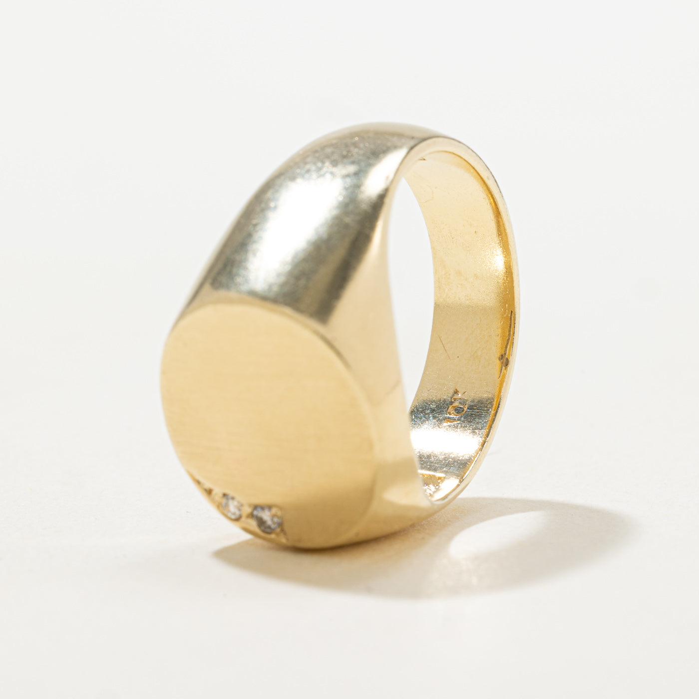 Corner Diamond Textured Signet Ring | SZ 9.25 |