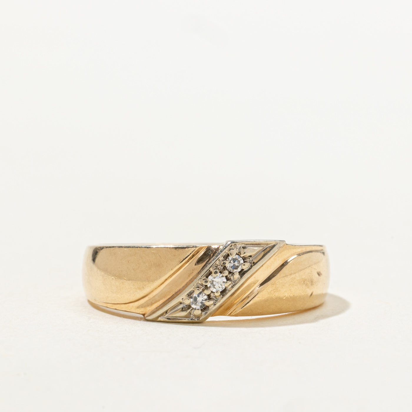 Diagonal Three Stone Diamond Band | SZ 7.0 |