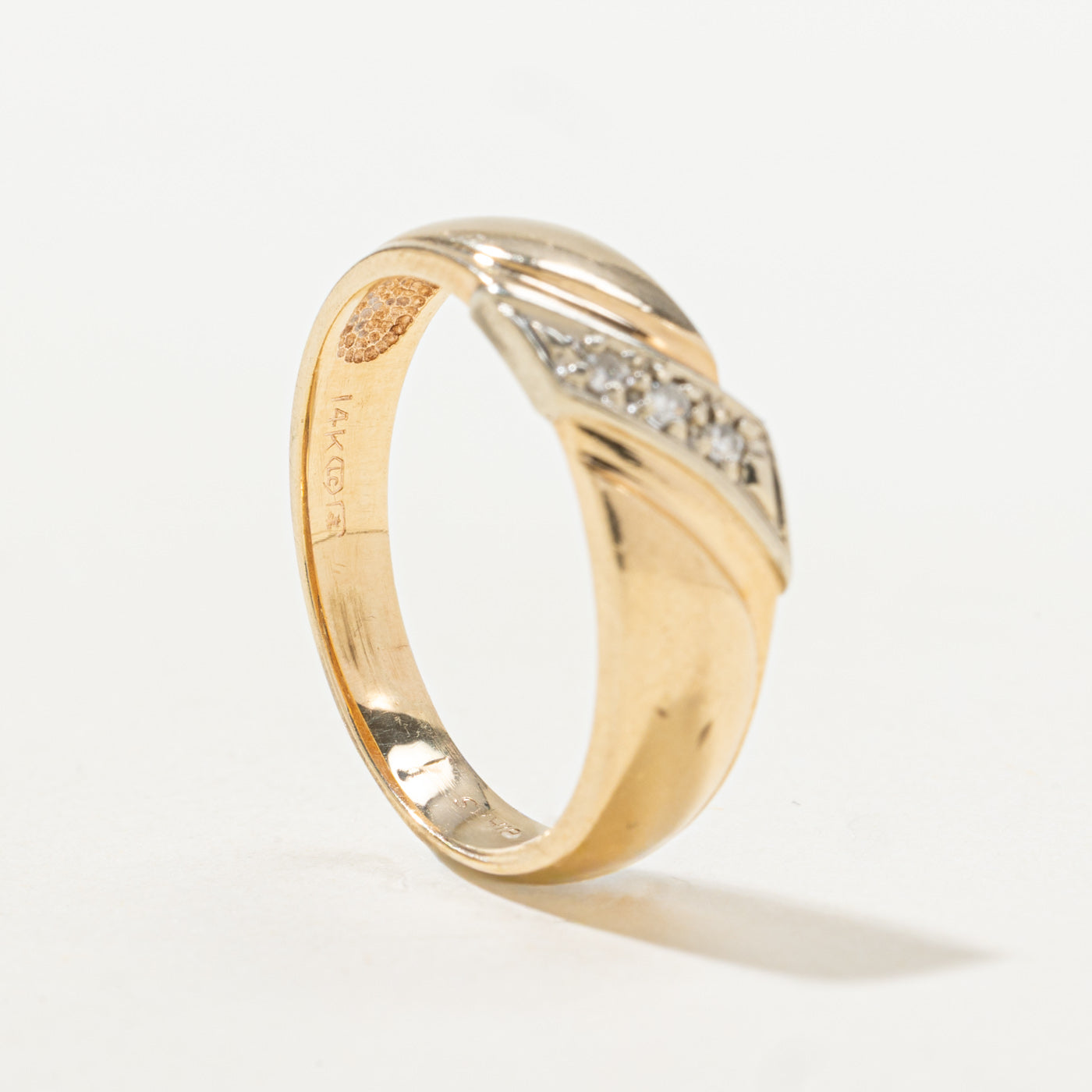 Diagonal Three Stone Diamond Band | SZ 7.0 |