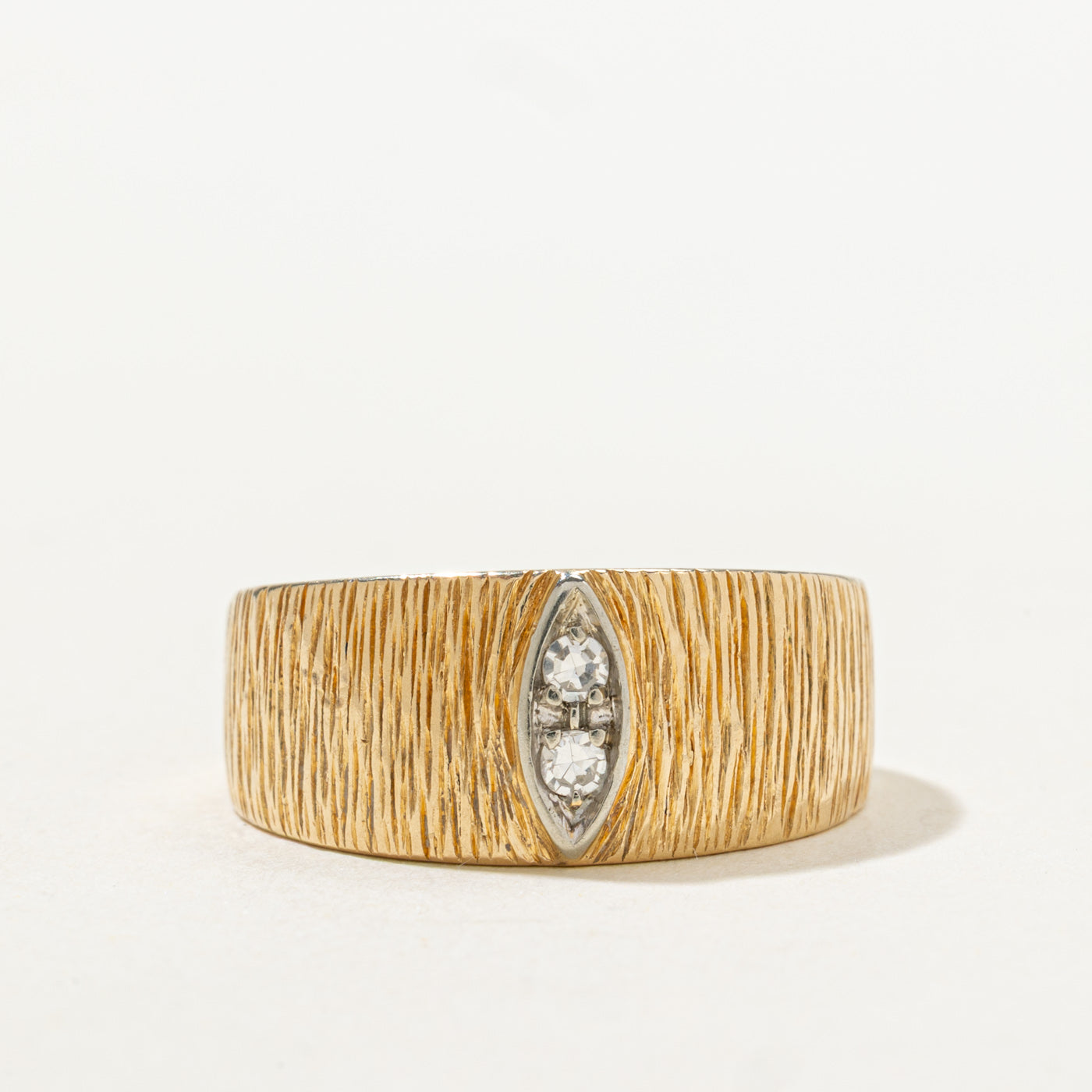 Diamond Marquise Shaped Textured Band | SZ 6.5 |