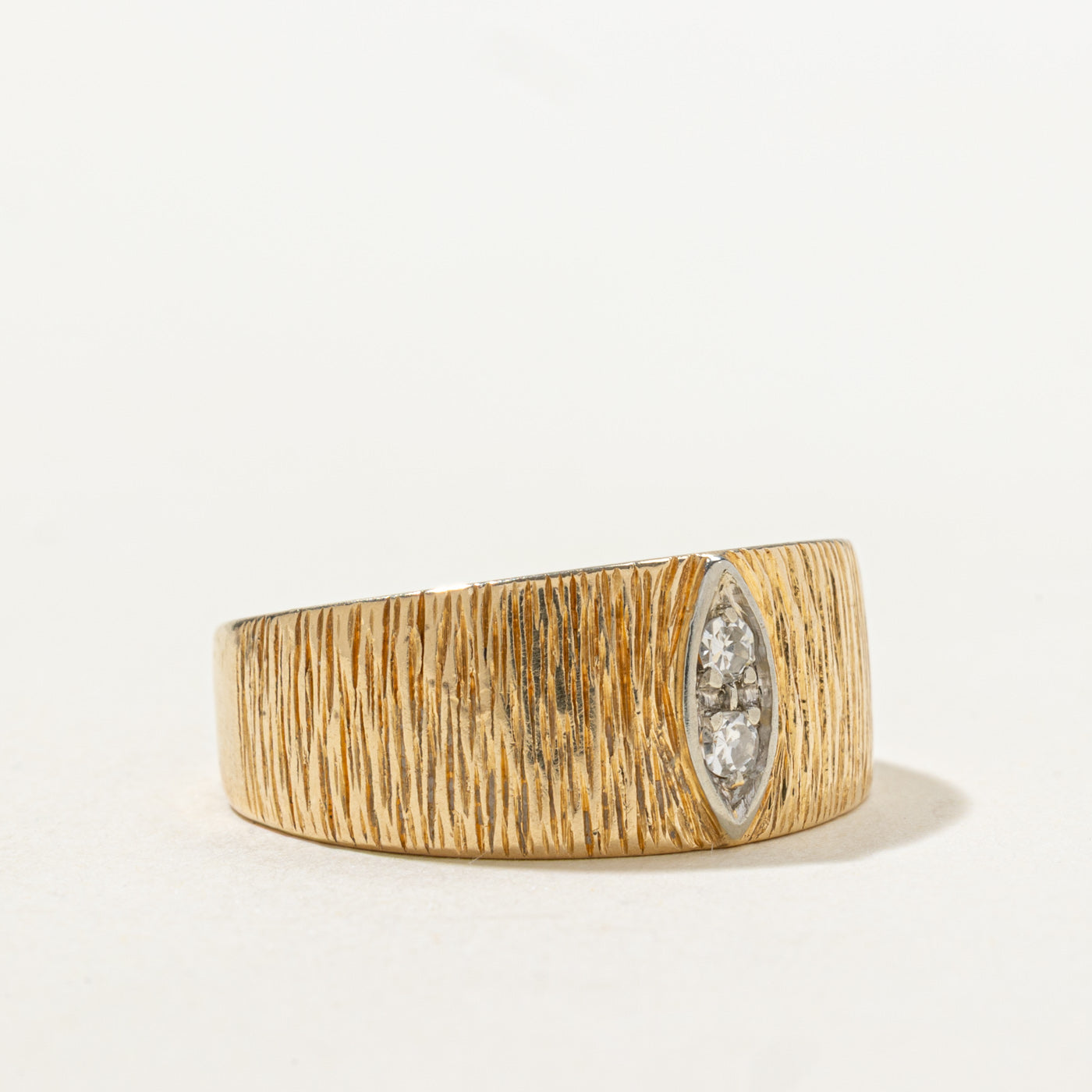 Diamond Marquise Shaped Textured Band | SZ 6.5 |