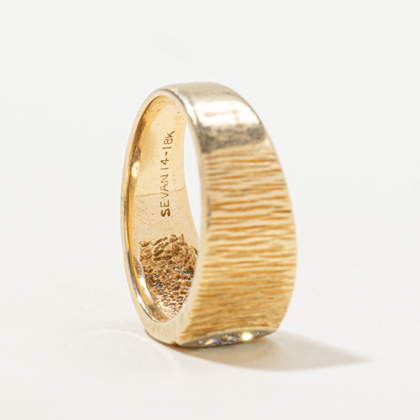 Diamond Marquise Shaped Textured Band | SZ 6.5 |