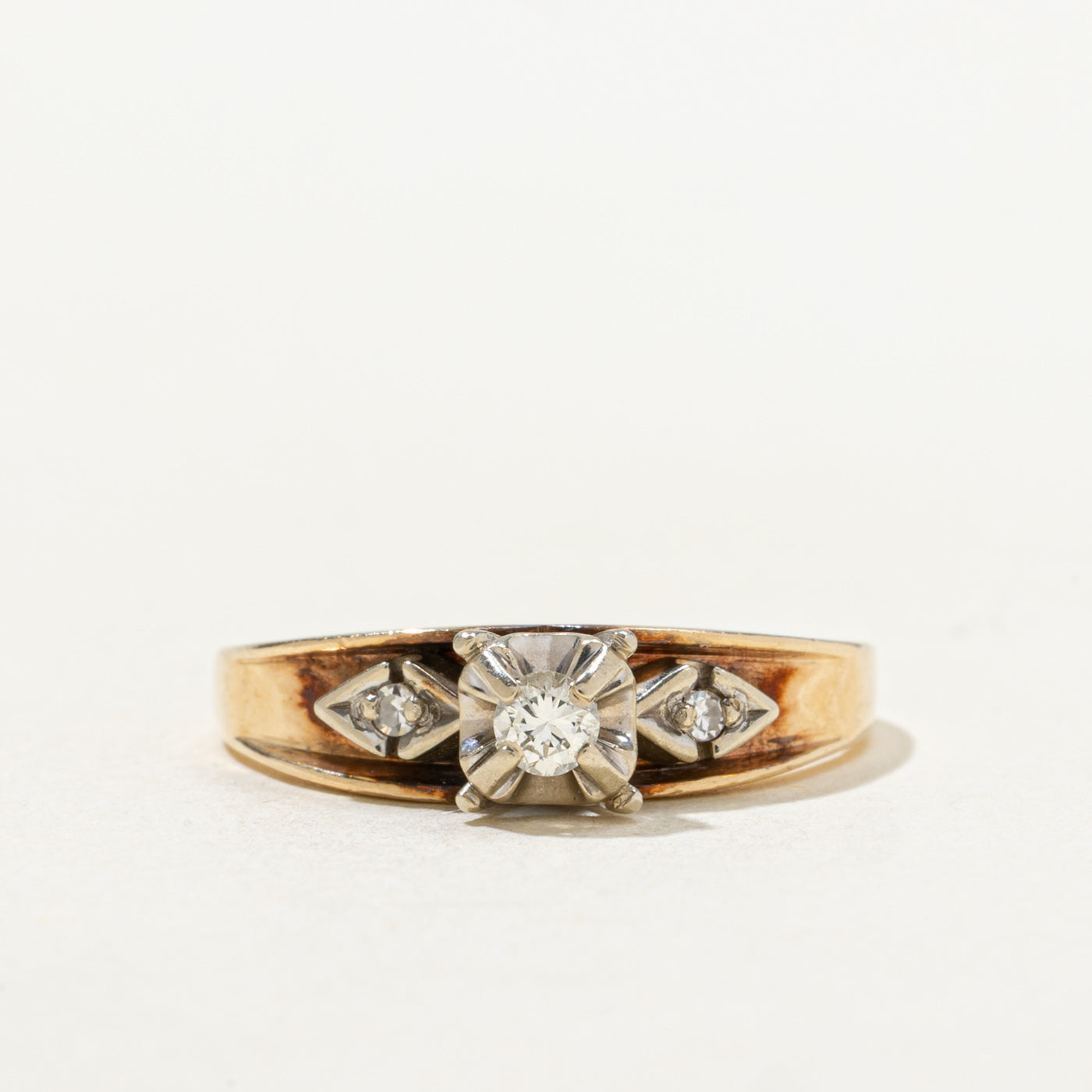 Two Tone Gold Illusion Set Diamond Ring | SZ 6.0 |