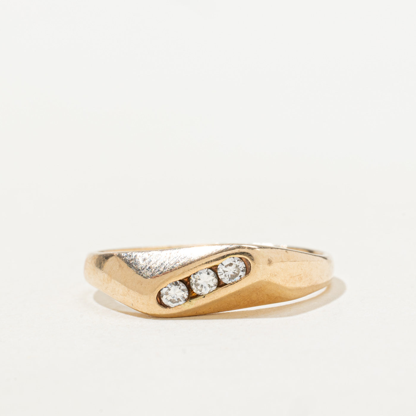 Channel Set Diagonal Three Stone Diamond Ring | SZ 6.75 |