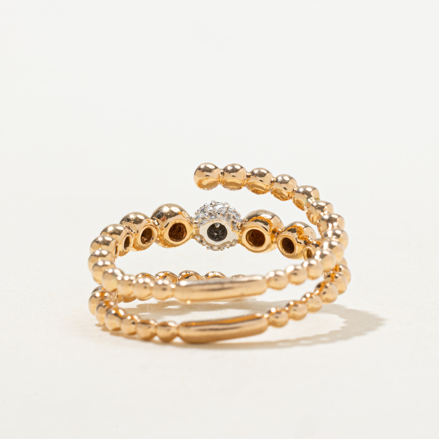 18k Diamond Cluster Beaded Bypass Ring | SZ 6.5 |