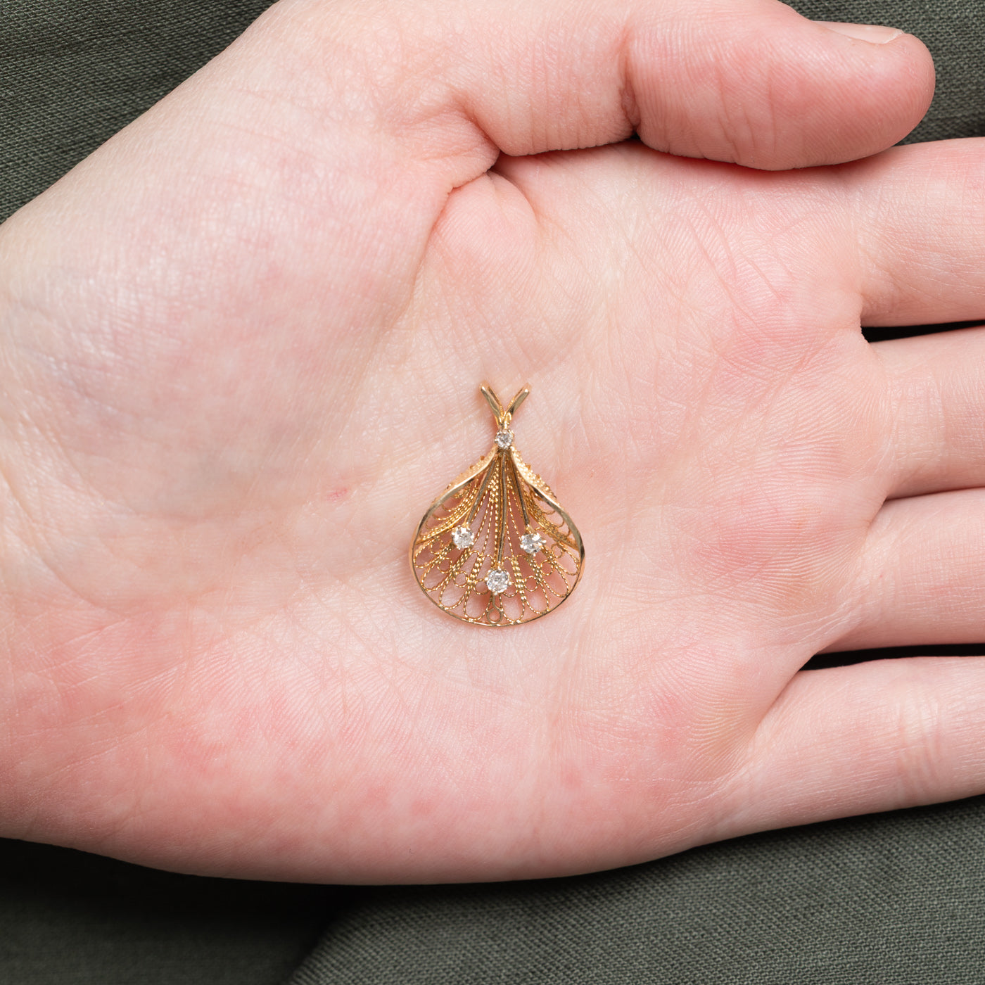 Diamond Filigree Pear Shaped Pendant