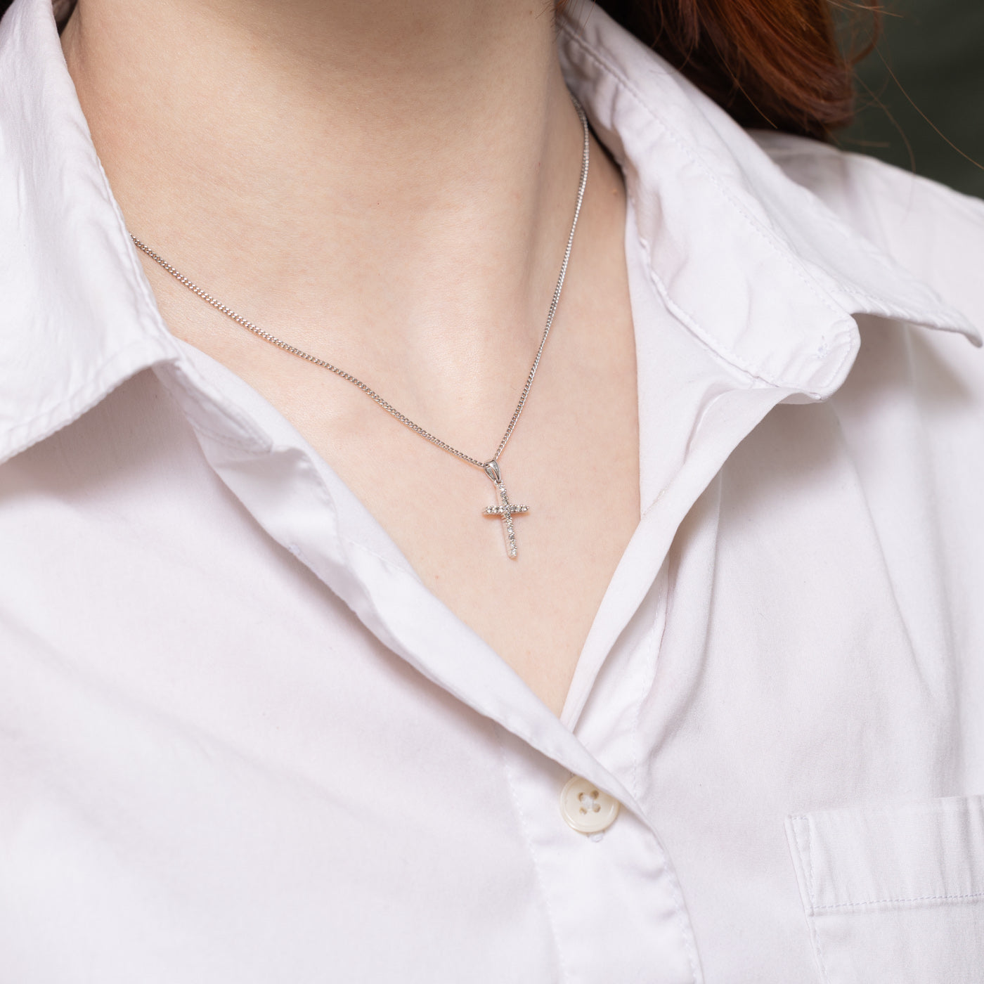 Pave Set Diamond Cross Pendant
