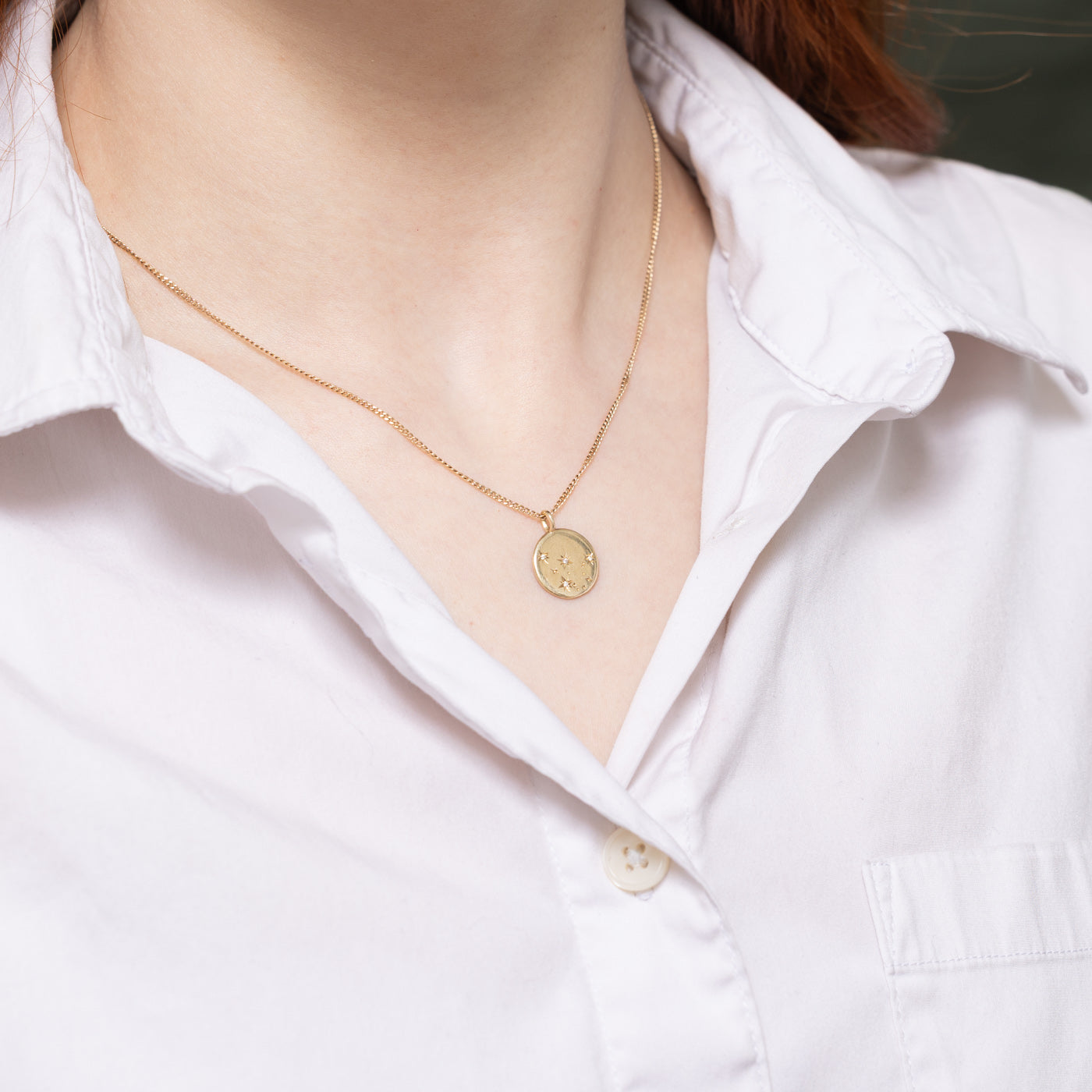 Star Set Diamond Aquarius Zodiac Pendant