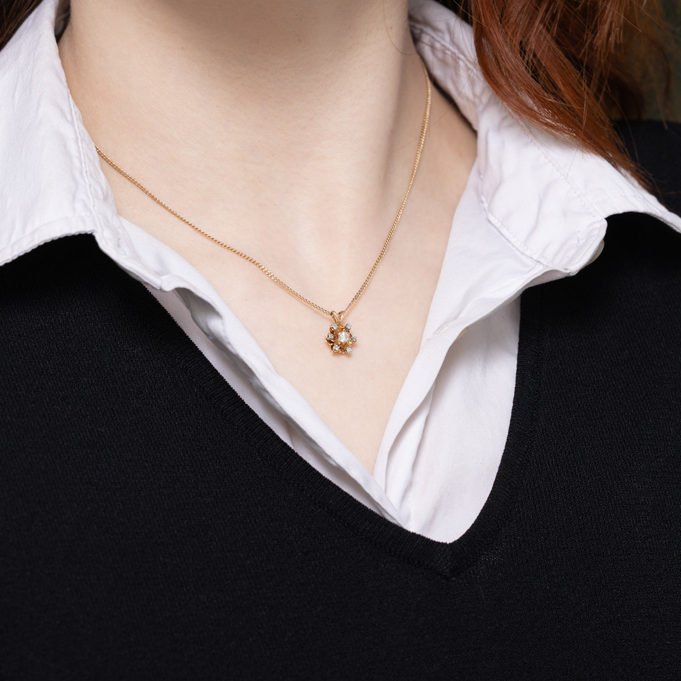 Belcher Set Diamond Cluster Pendant