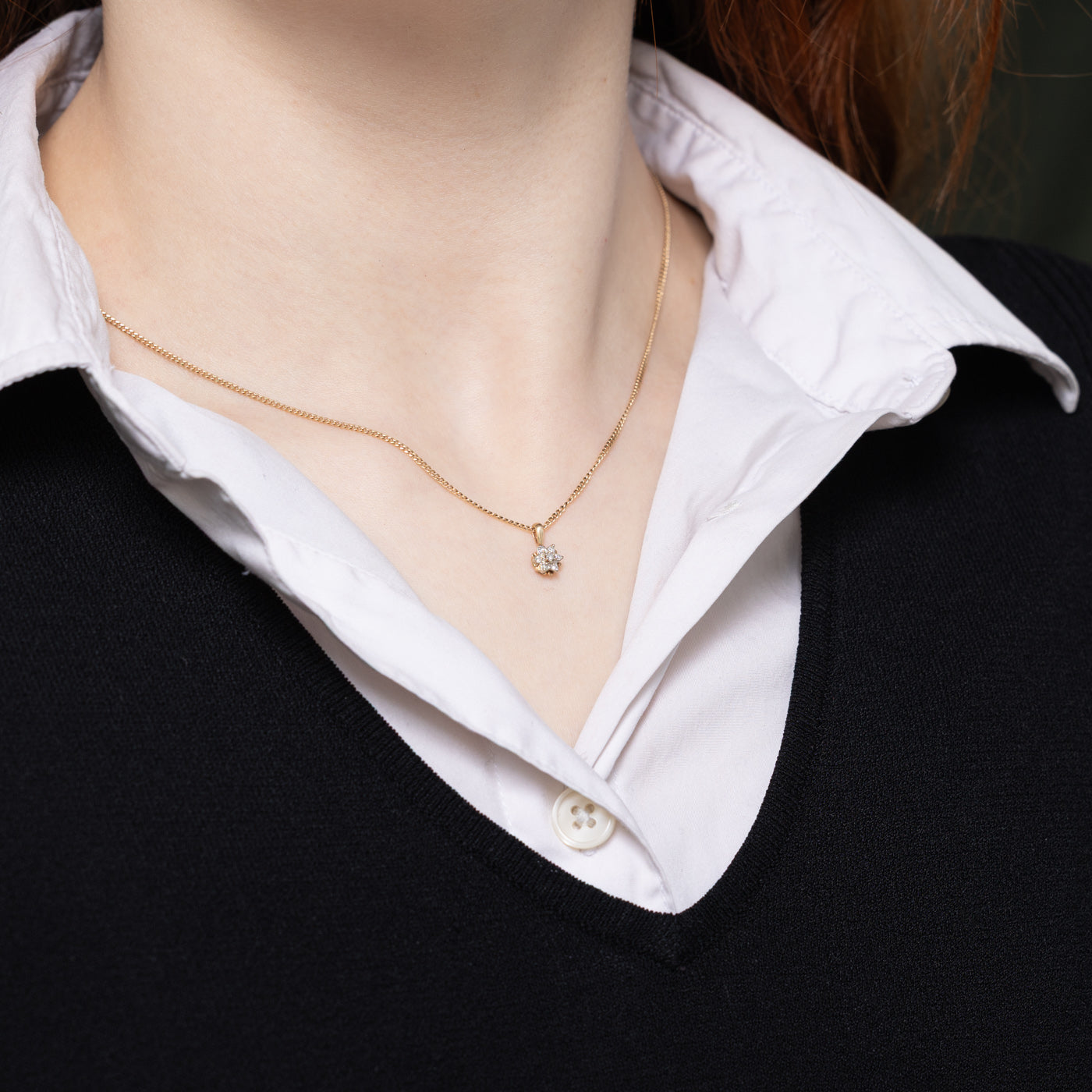 Diamond Petal Cluster Pendant