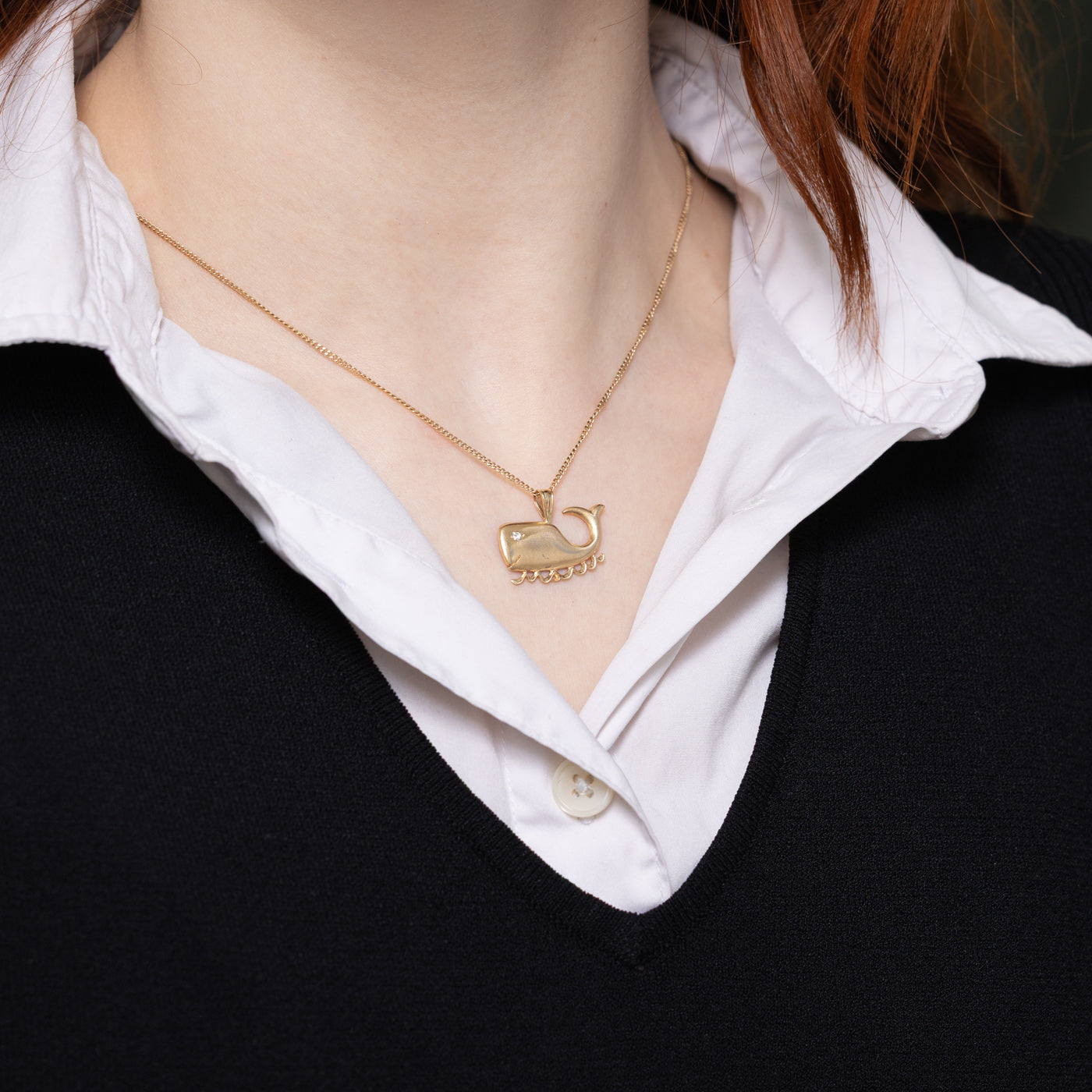 Flush Set Diamond Whale Pendant