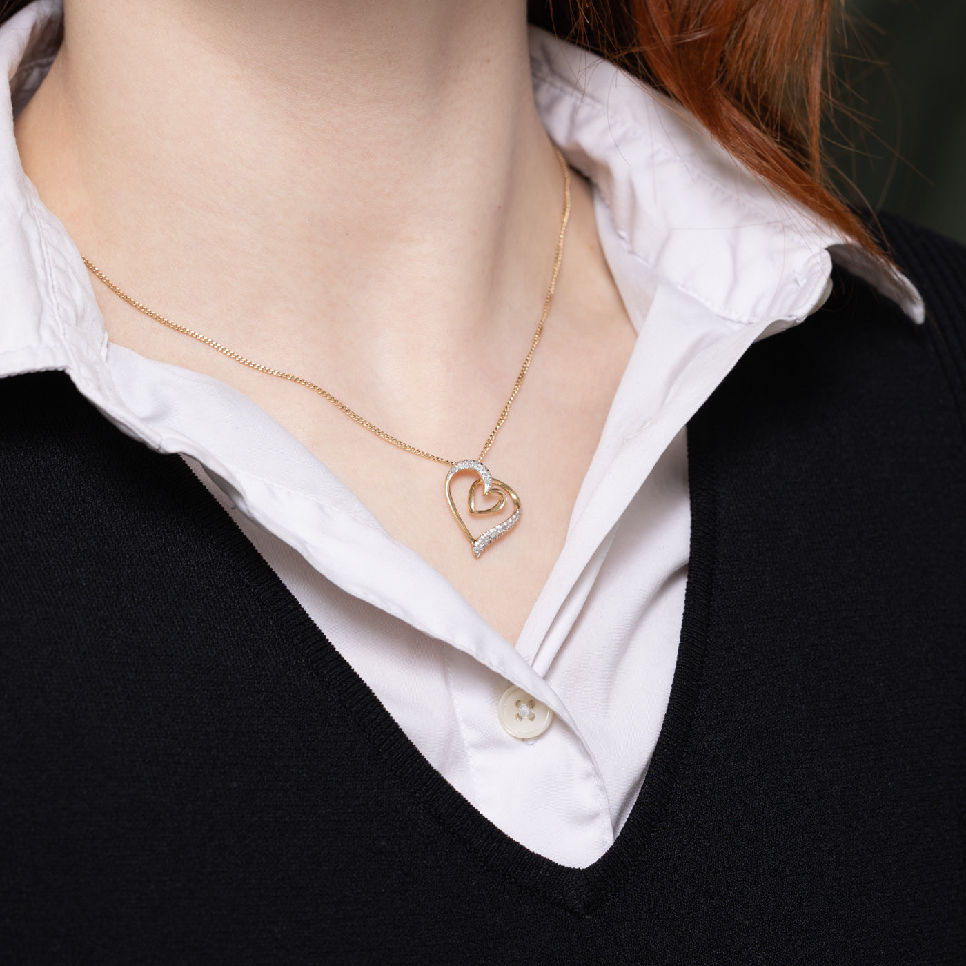 Diamond Swirl Heart Pendant