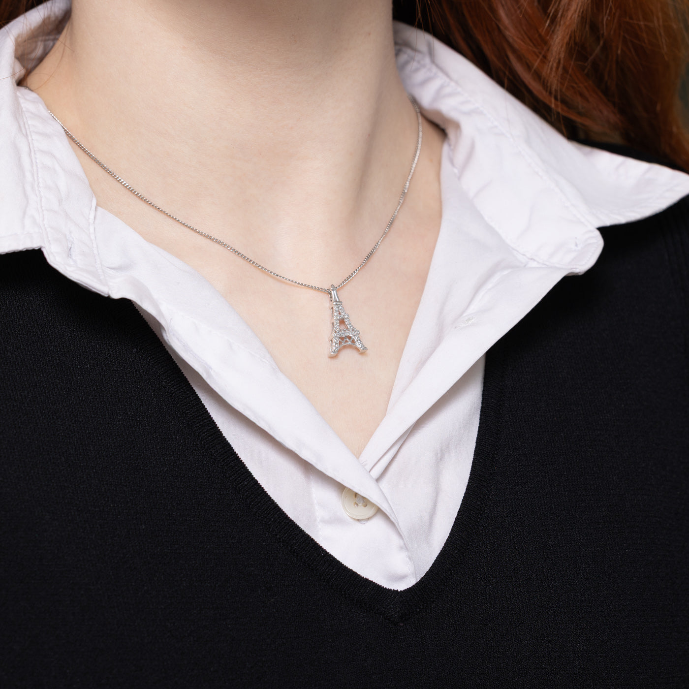 Pave Set Diamond Eiffel Tower Pendant