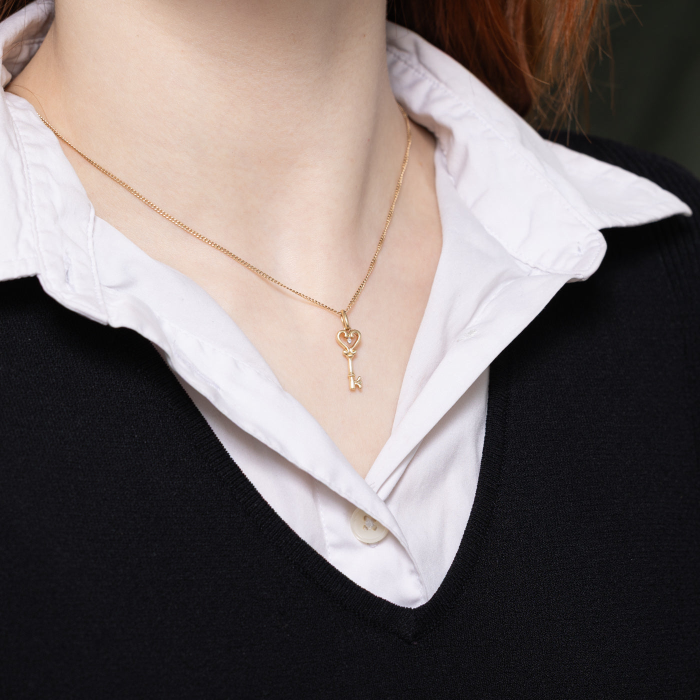 Diamond Heart Key Charm