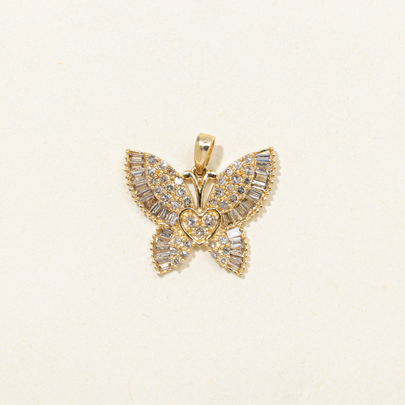 Diamond Cluster Butterfly Pendant