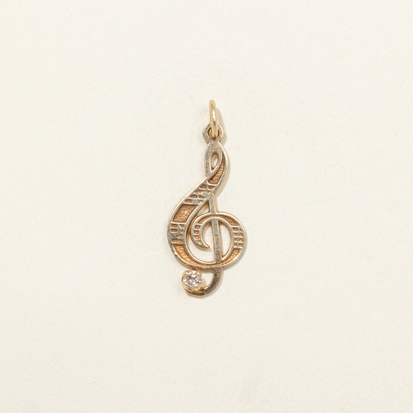 Diamond Treble Clef Music Note Pendant