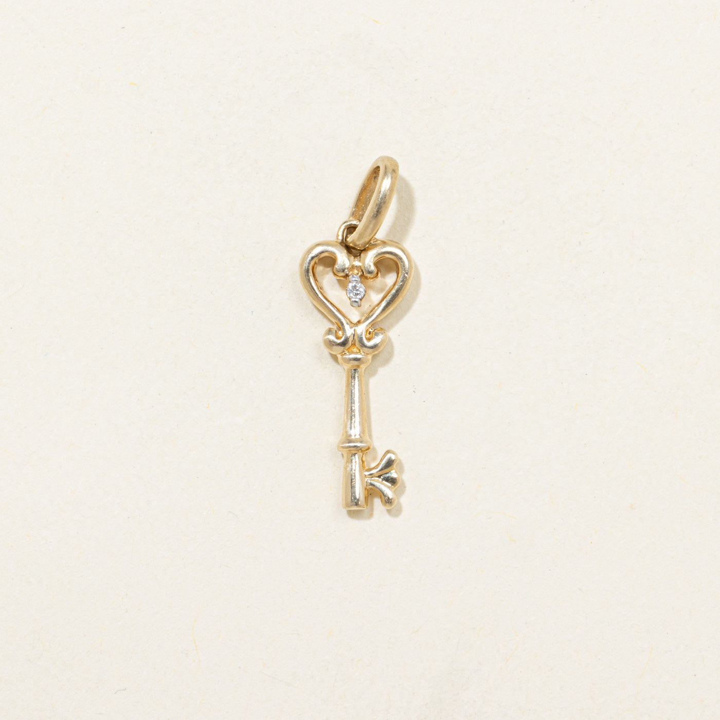 Diamond Heart Key Charm