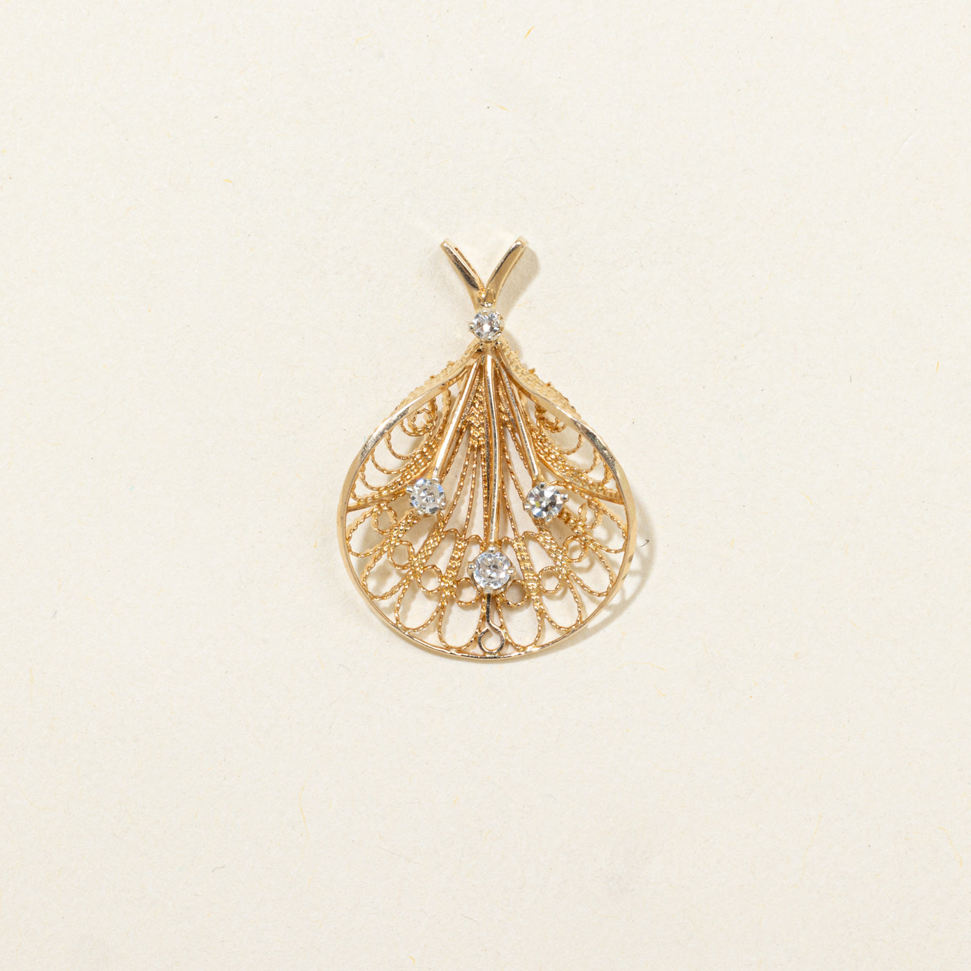 Diamond Filigree Pear Shaped Pendant