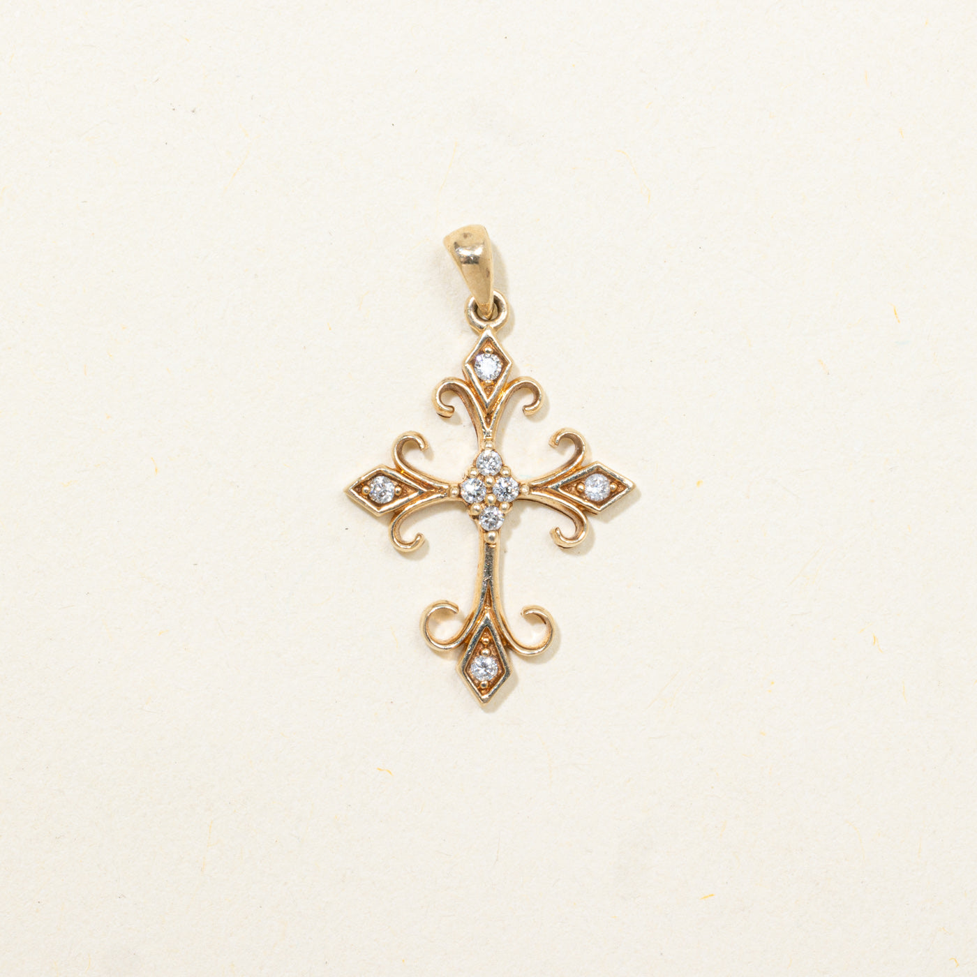 Diamond Scrollwork Cross Pendant