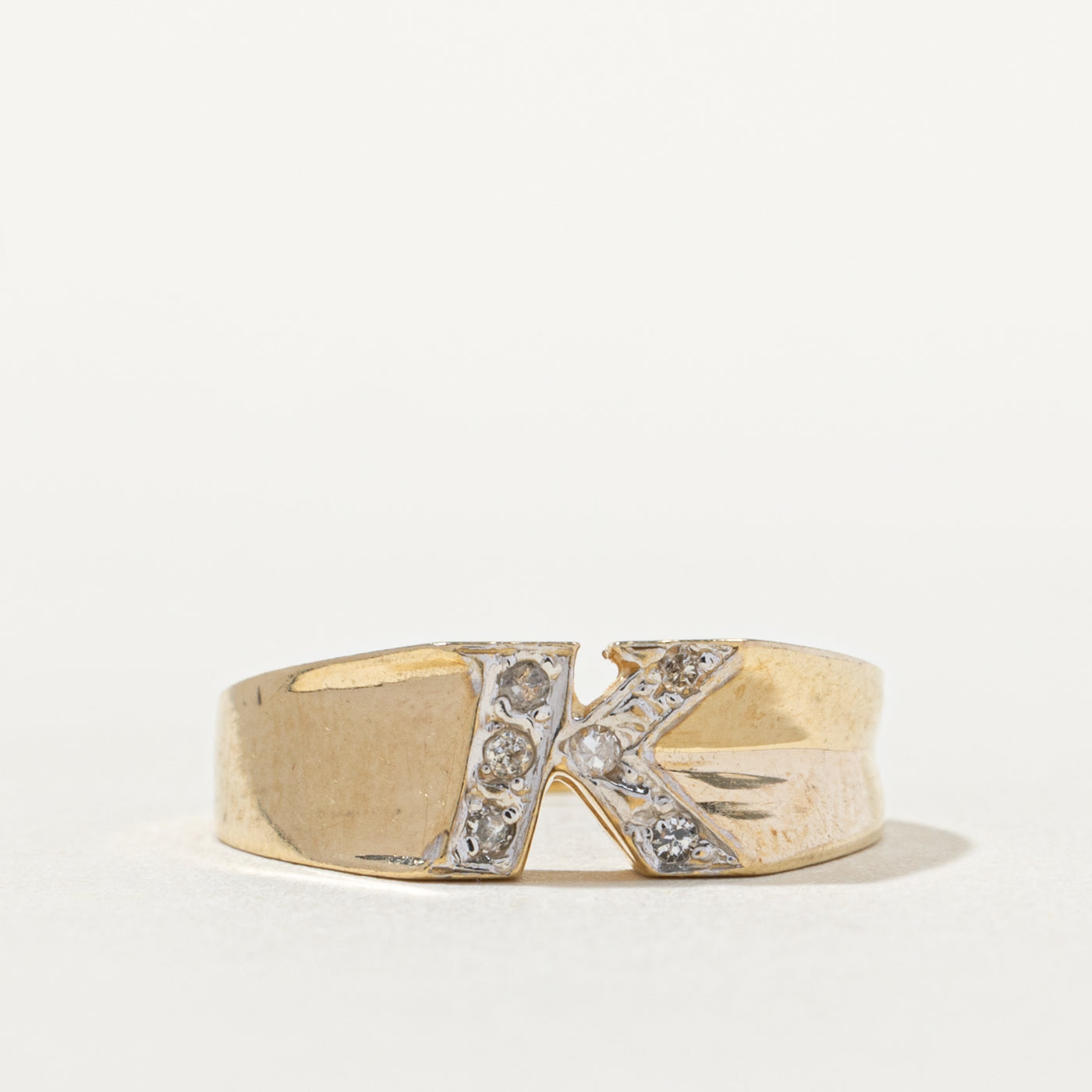 10k Diamond "K" Initial Ring | SZ 5.5