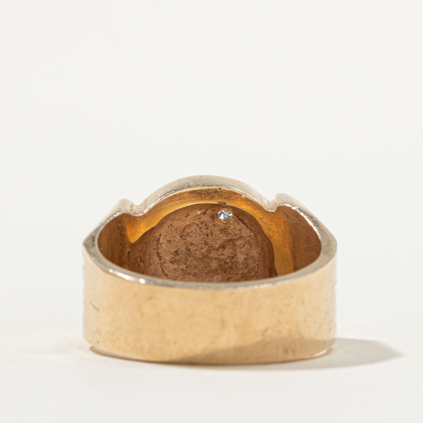 10k Diamond "G" Initial Grooved Signet Ring | SZ 9.25