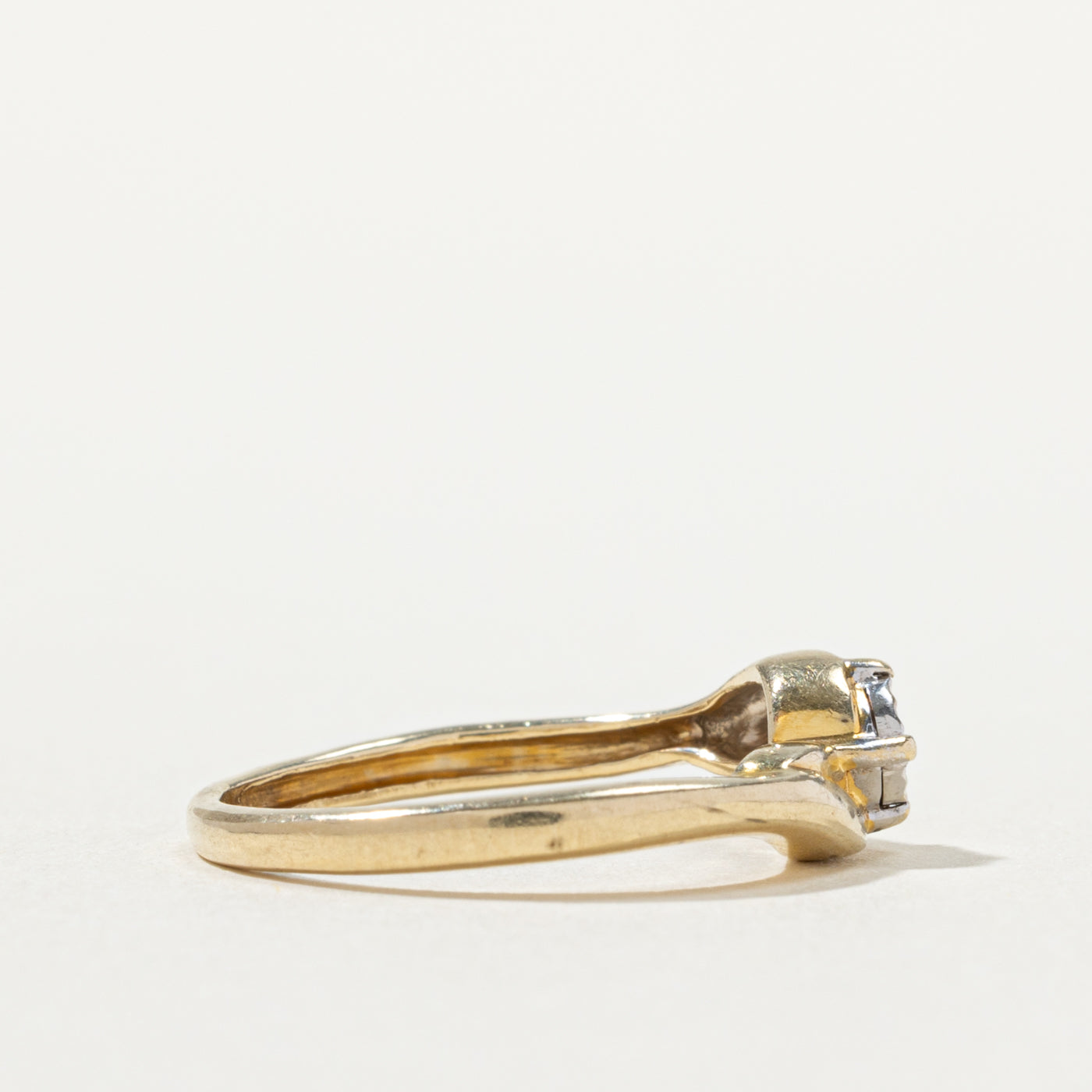 10k Illusion Set Diamond Bypass Ring | SZ 4.25