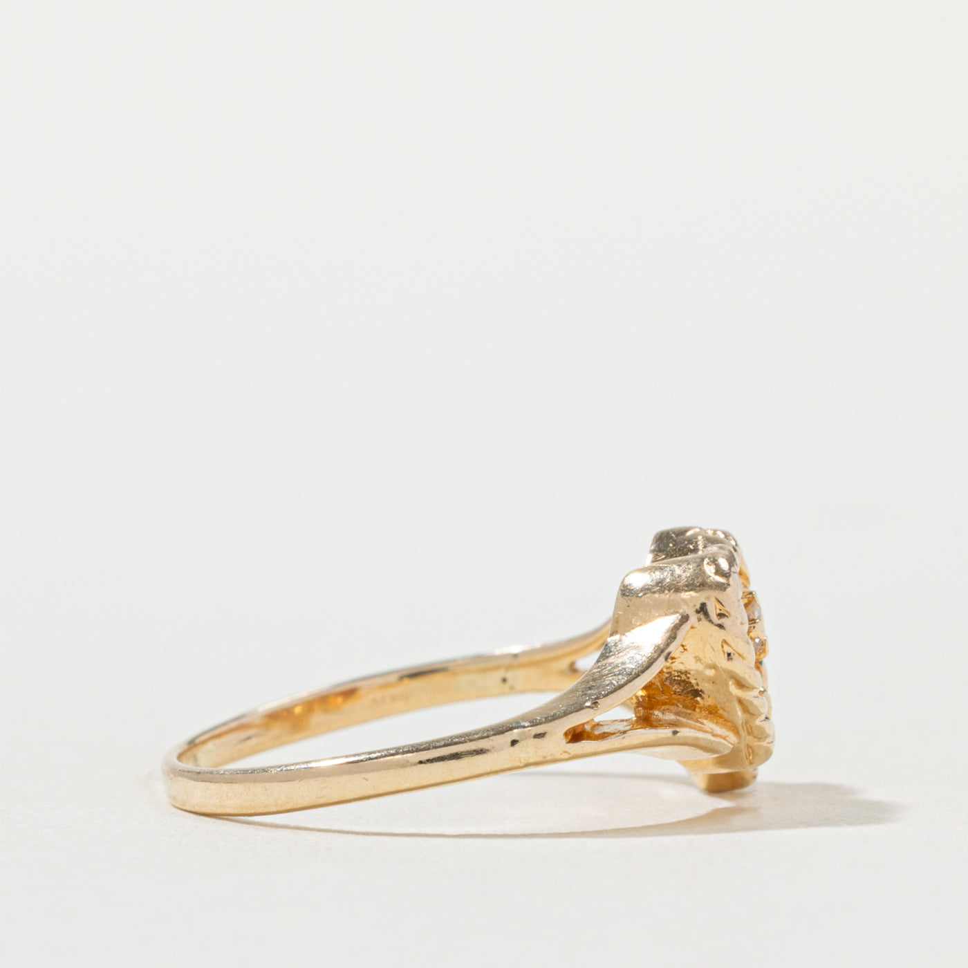14k Diamond Double Textured Heart Ring | SZ 4.25