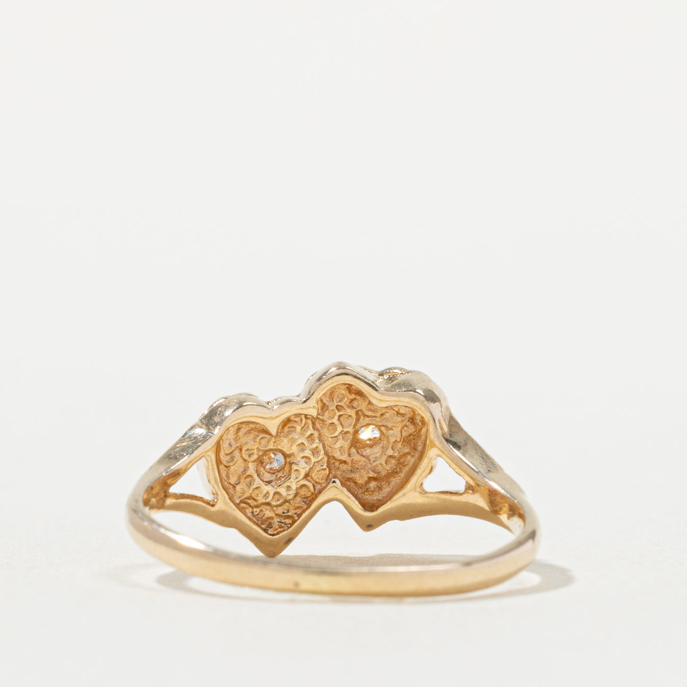 14k Diamond Double Textured Heart Ring | SZ 4.25