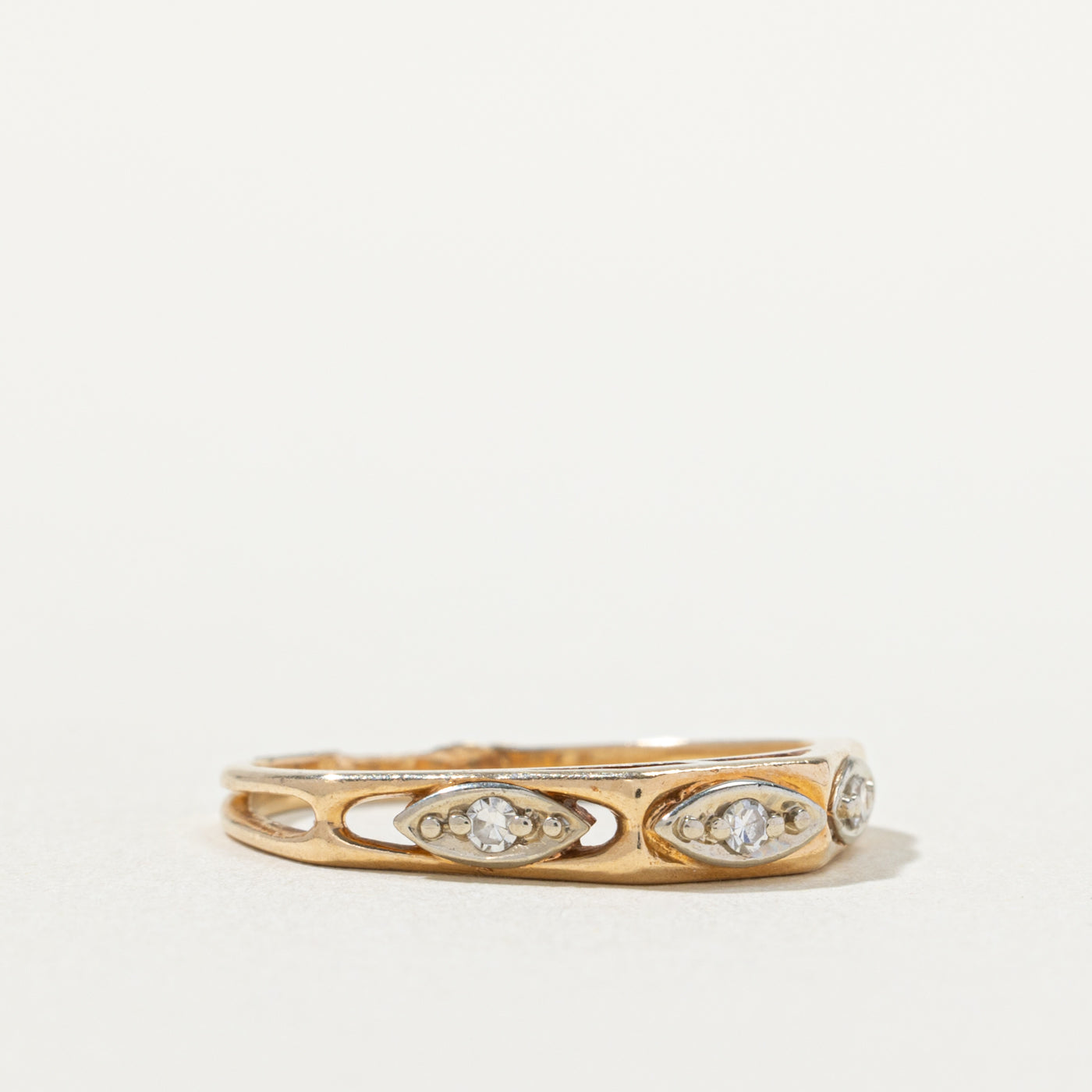 14k Diamond Marquise Patterned Band | SZ 6.5